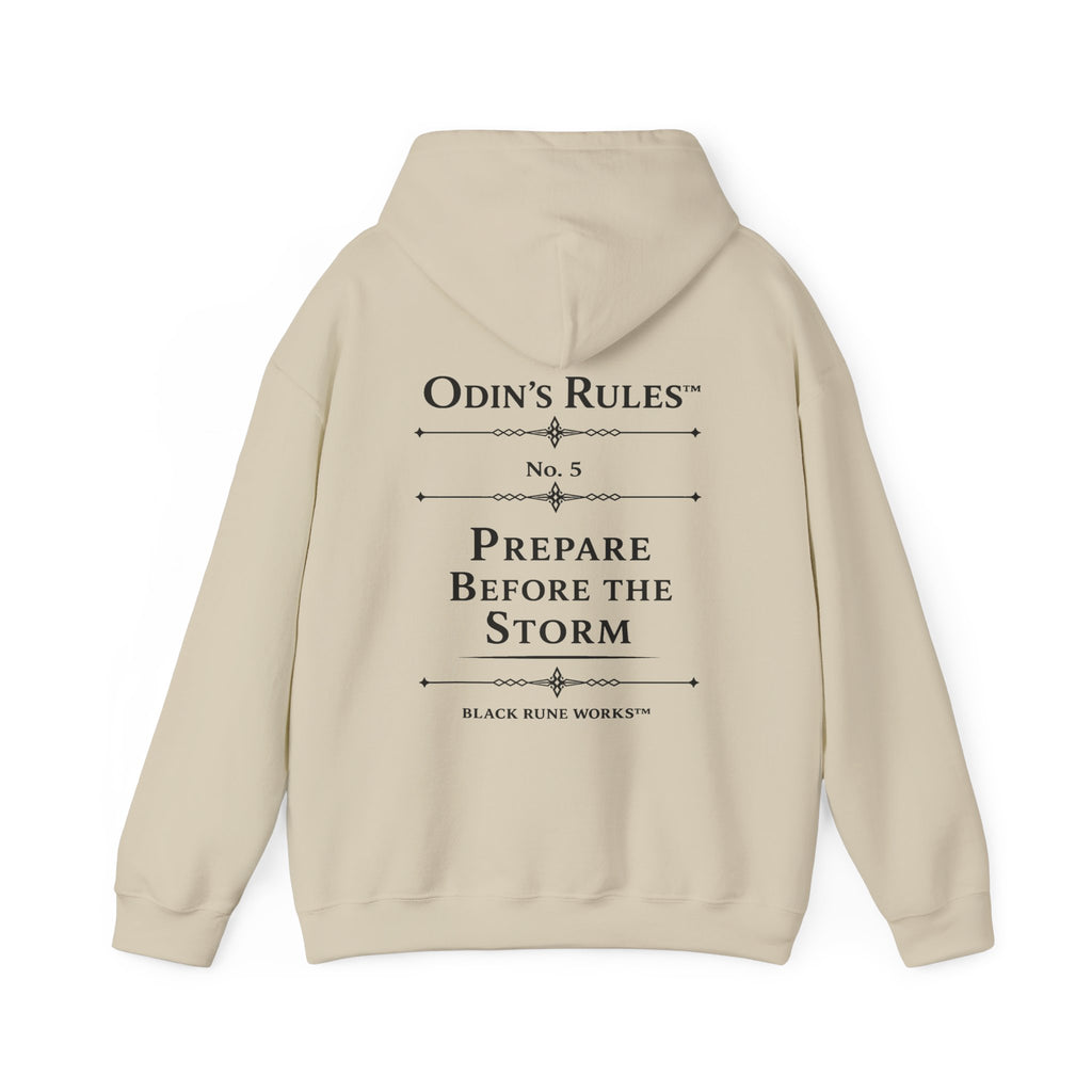 Odin's Rules™ Rule #5 | Prepare Before the Storm | Viking Norse Warrior Hoodie | Black Rune Works