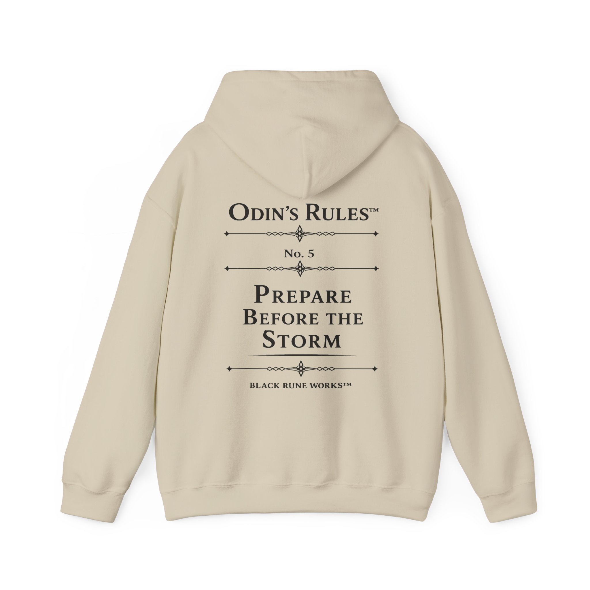 Odin's Rules™ Rule #5 | Prepare Before the Storm | Viking Norse Warrior Hoodie | Black Rune Works