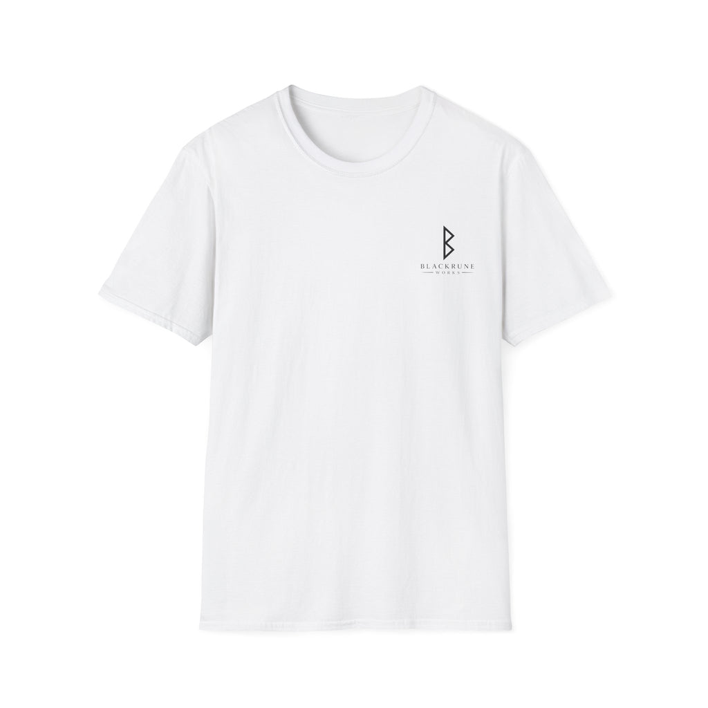 Black Rune Works Logo T Shirt Front and Large Back Logo