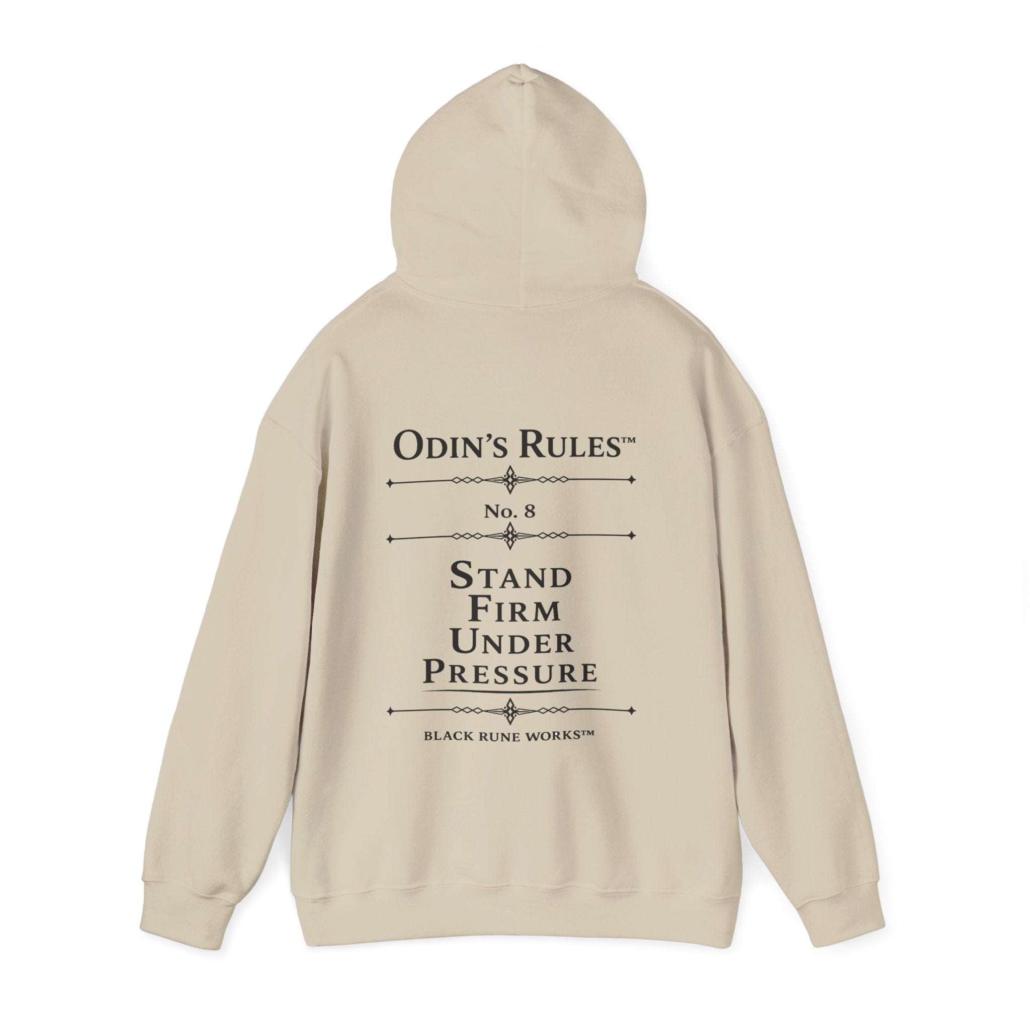 Odin's Rules™ Rule #8 | Stand Firm Under Pressure | Viking Norse Warrior Hoodie | Black Rune Works
