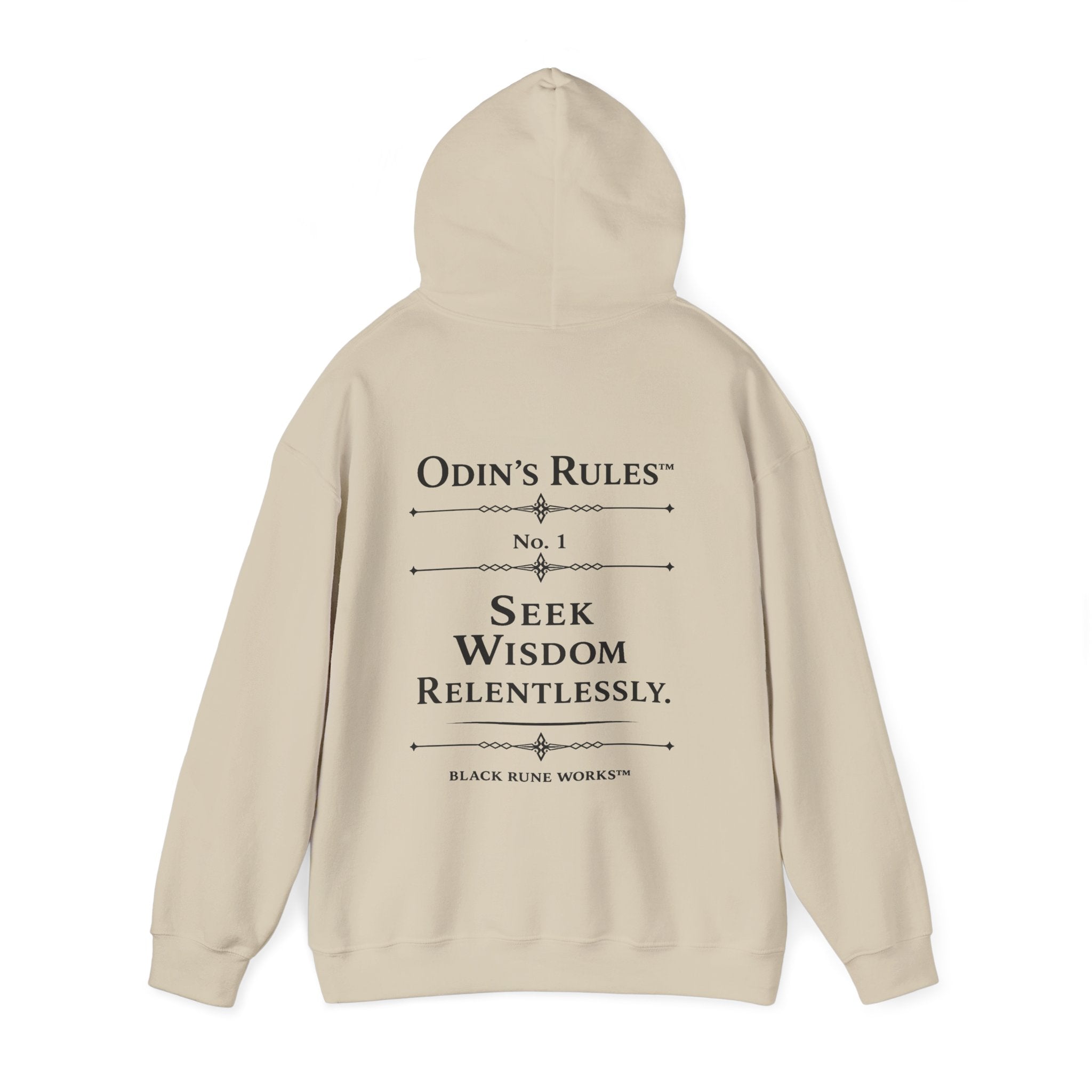 Odin's Rules™ Rule #1 | Seek Wisdom Relentlessly | Viking Norse Warrior Hoodie | Black Rune Works