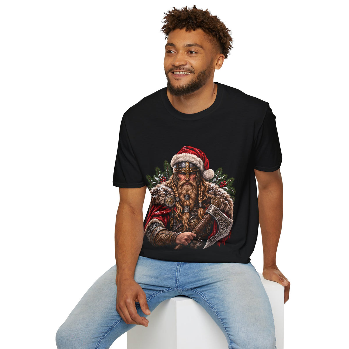 Viking Santa Christmas T-Shirt – Nordic Warrior Holiday Tee