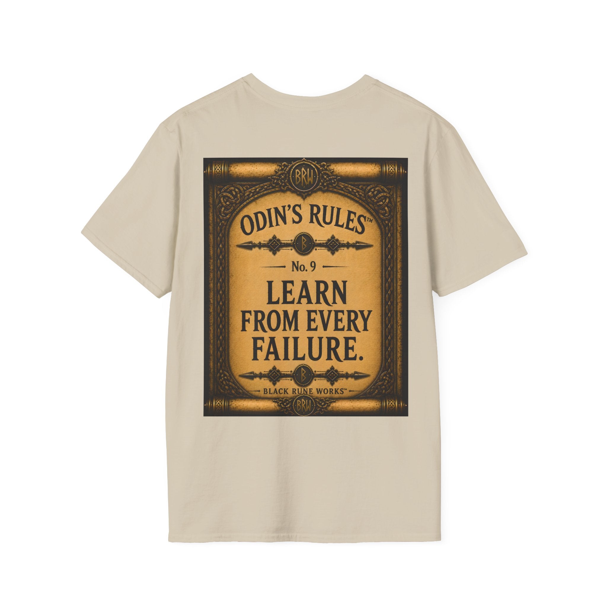 ODIN'S RULES™ No. 9 | Learn From Every Failure | Viking Scroll Graphic T-Shirt | Black Rune Works