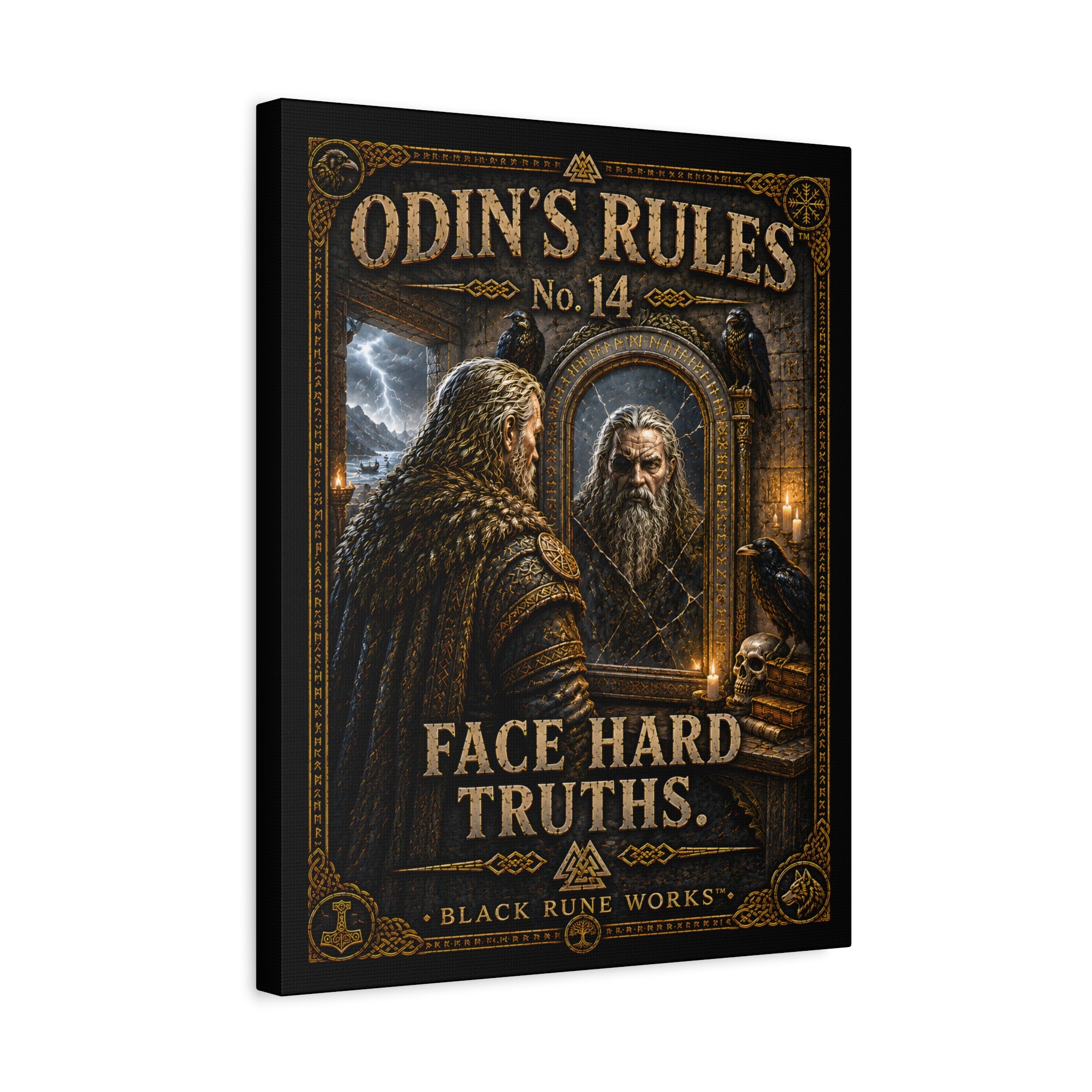ODIN'S RULES™ No. 14 – Face Hard Truths | Viking Motivational Canvas Wall Art