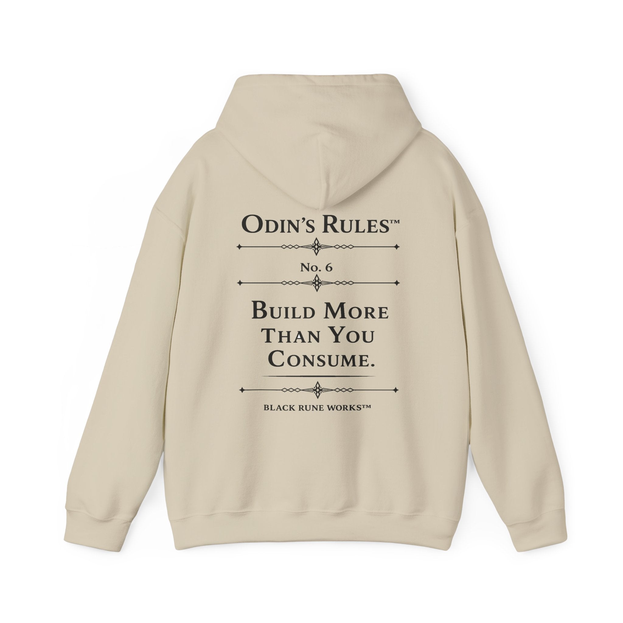 Odin's Rules™ Rule #6 | Build More Than You Consume | Viking Norse Warrior Hoodie | Black Rune Works