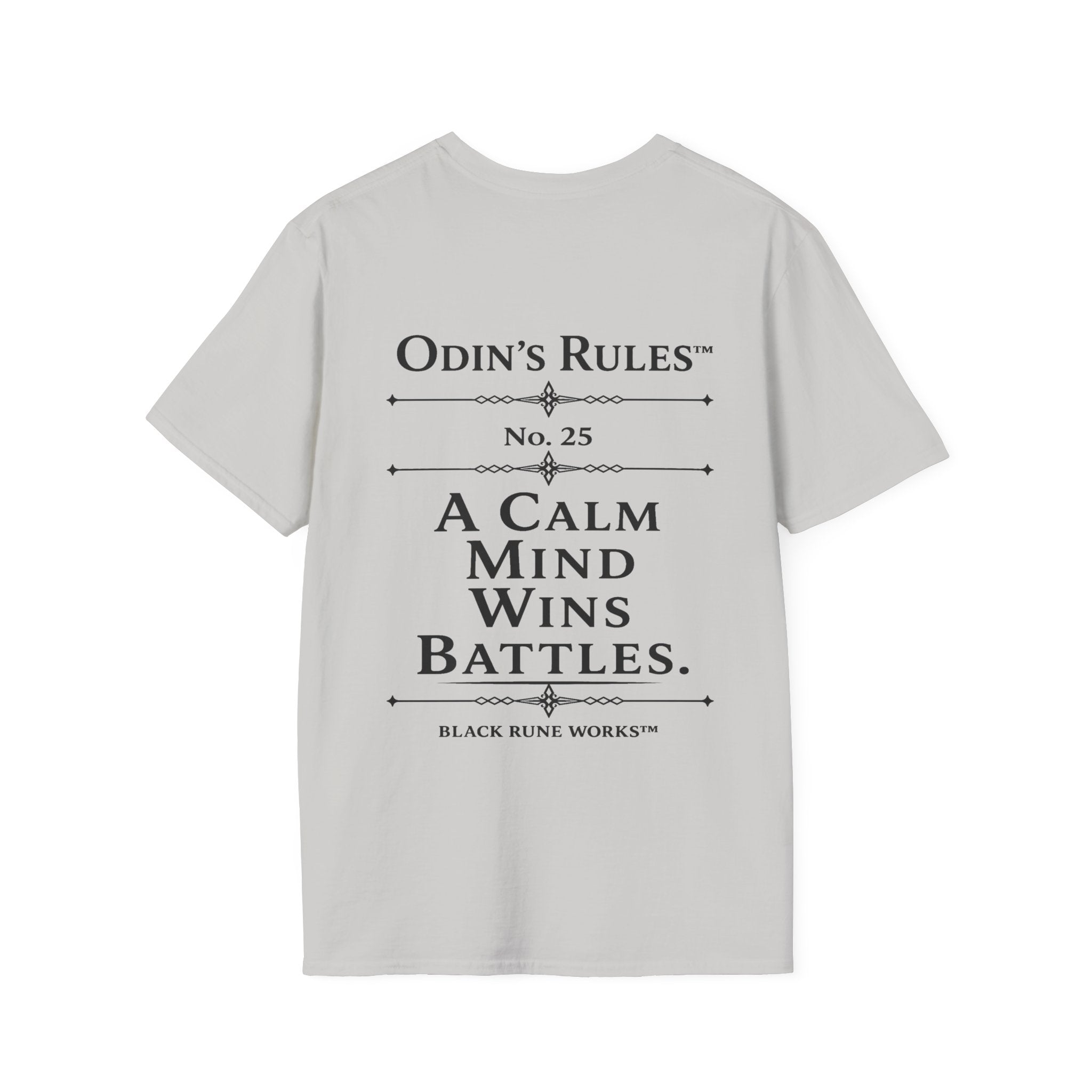 ODIN'S RULES™ Rule #25 | A Calm Mind Wins Battles | Viking Norse Warrior Shirt | Black Rune Works