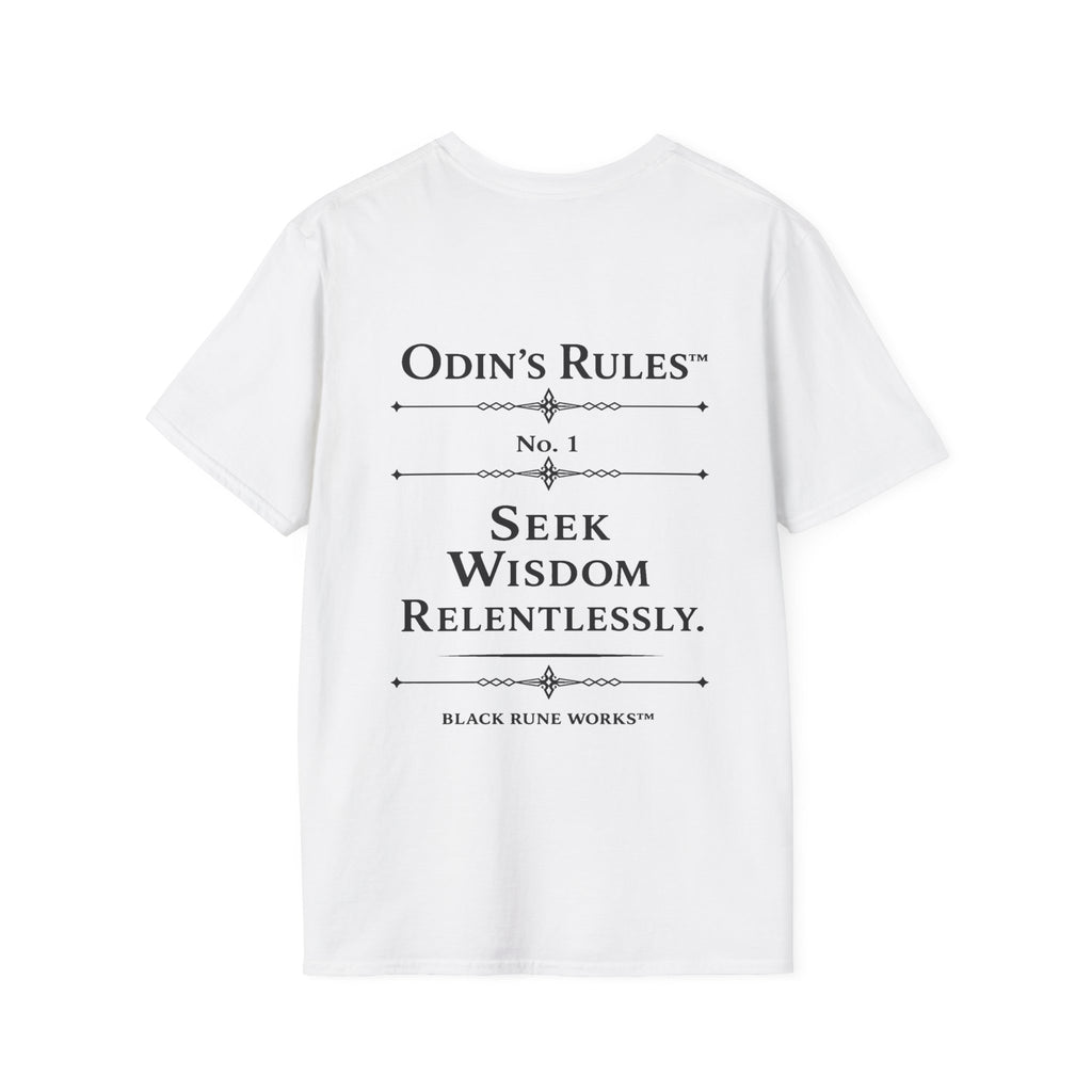 Odin's Rules™ Rule #1 | Seek Wisdom Relentlessly | Viking Norse Warrior Shirt | Black Rune Works