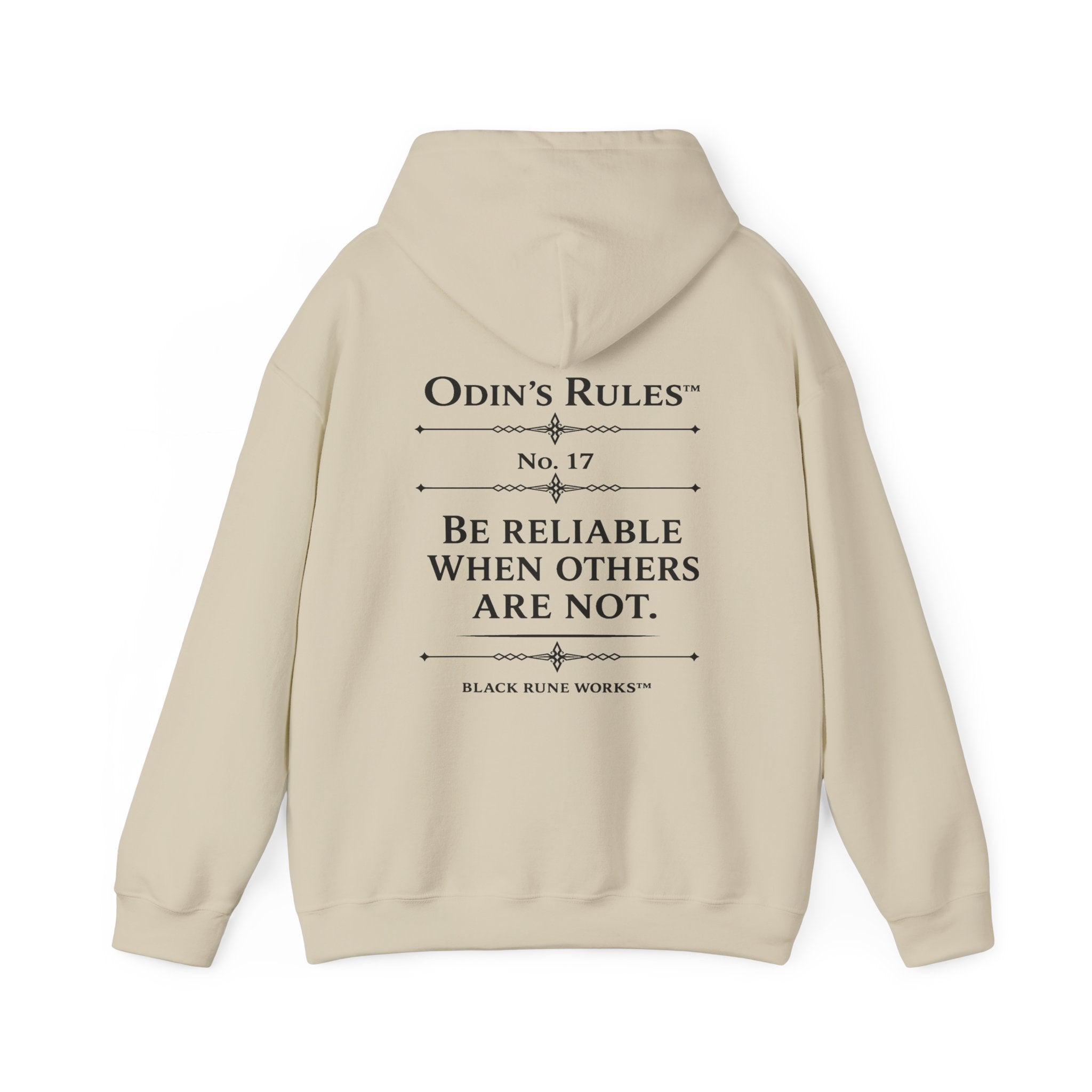 ODIN'S RULES™ Rule #17 | Be Reliable When Others Are Not | Viking Norse Warrior Hoodie | Black Rune Works