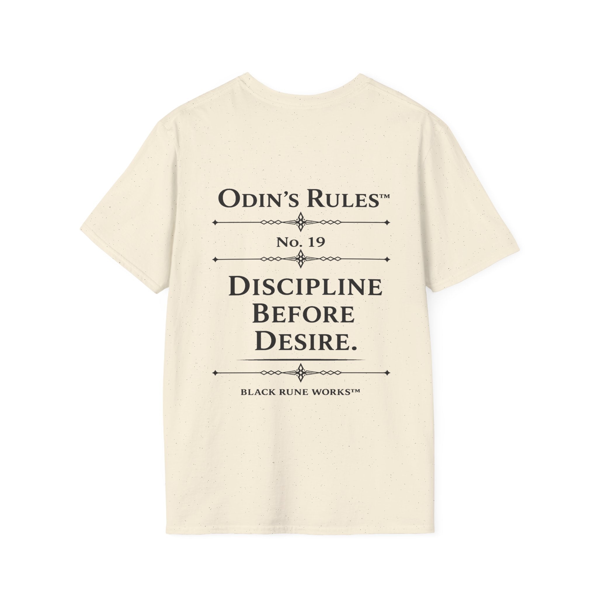 ODIN'S RULES™ Rule #19 | Discipline Before Desire | Viking Norse Warrior Shirt | Black Rune Works