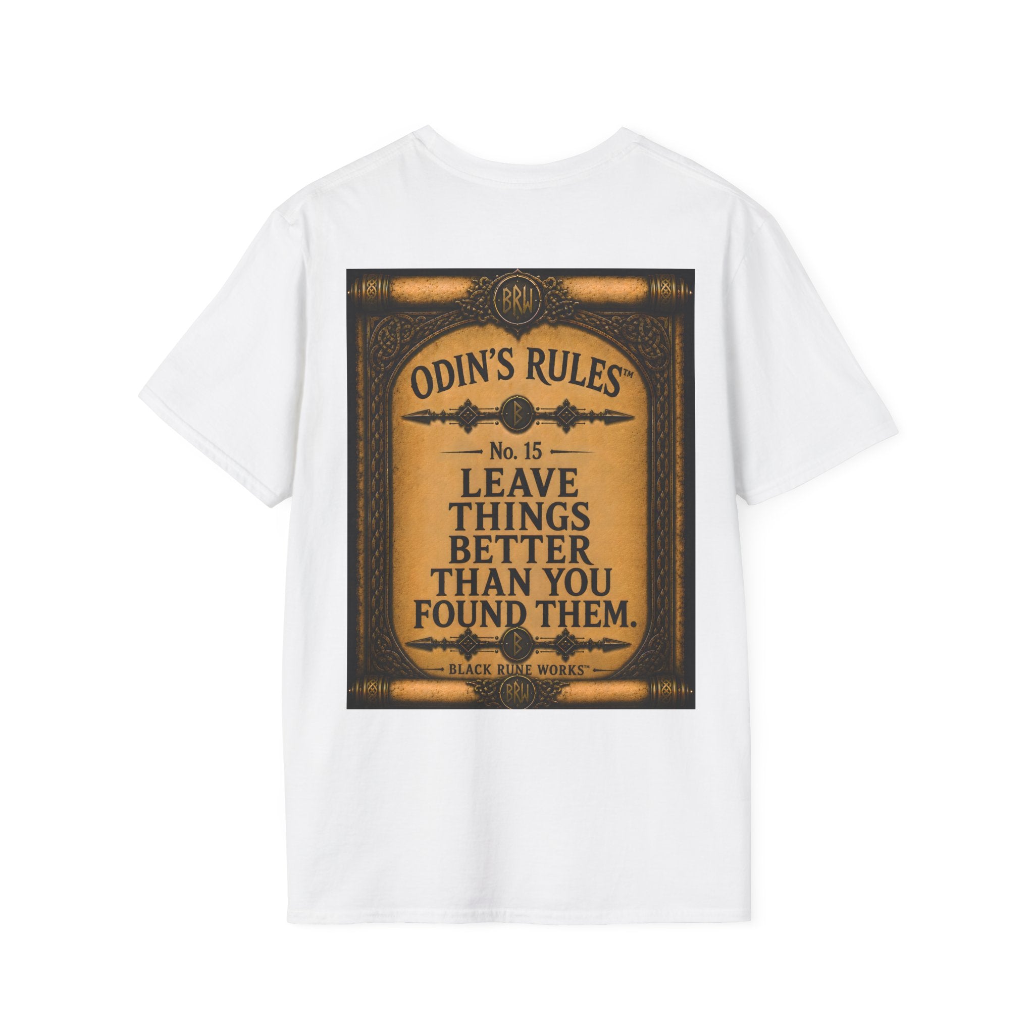 ODIN'S RULES™ No. 15 | Leave Things Better Than You Found Them | Viking Scroll Graphic T-Shirt | Black Rune Works