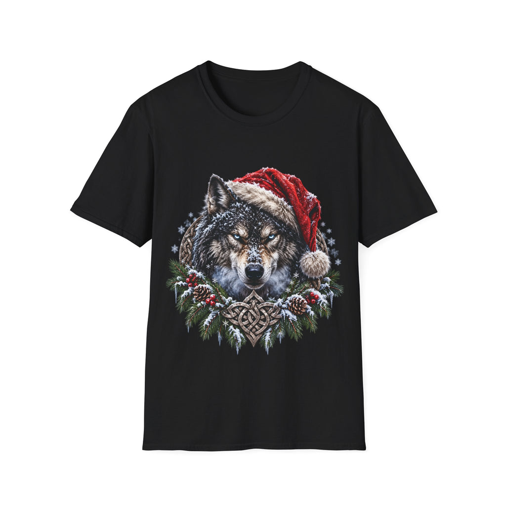 Christmas Wolf T-Shirt – Nordic Yule Winter Wolf Holiday Tee