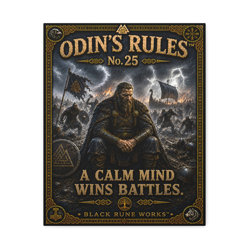 ODIN'S RULES™ No. 25 – A Calm Mind Wins Battles | Norse Motivational Canvas