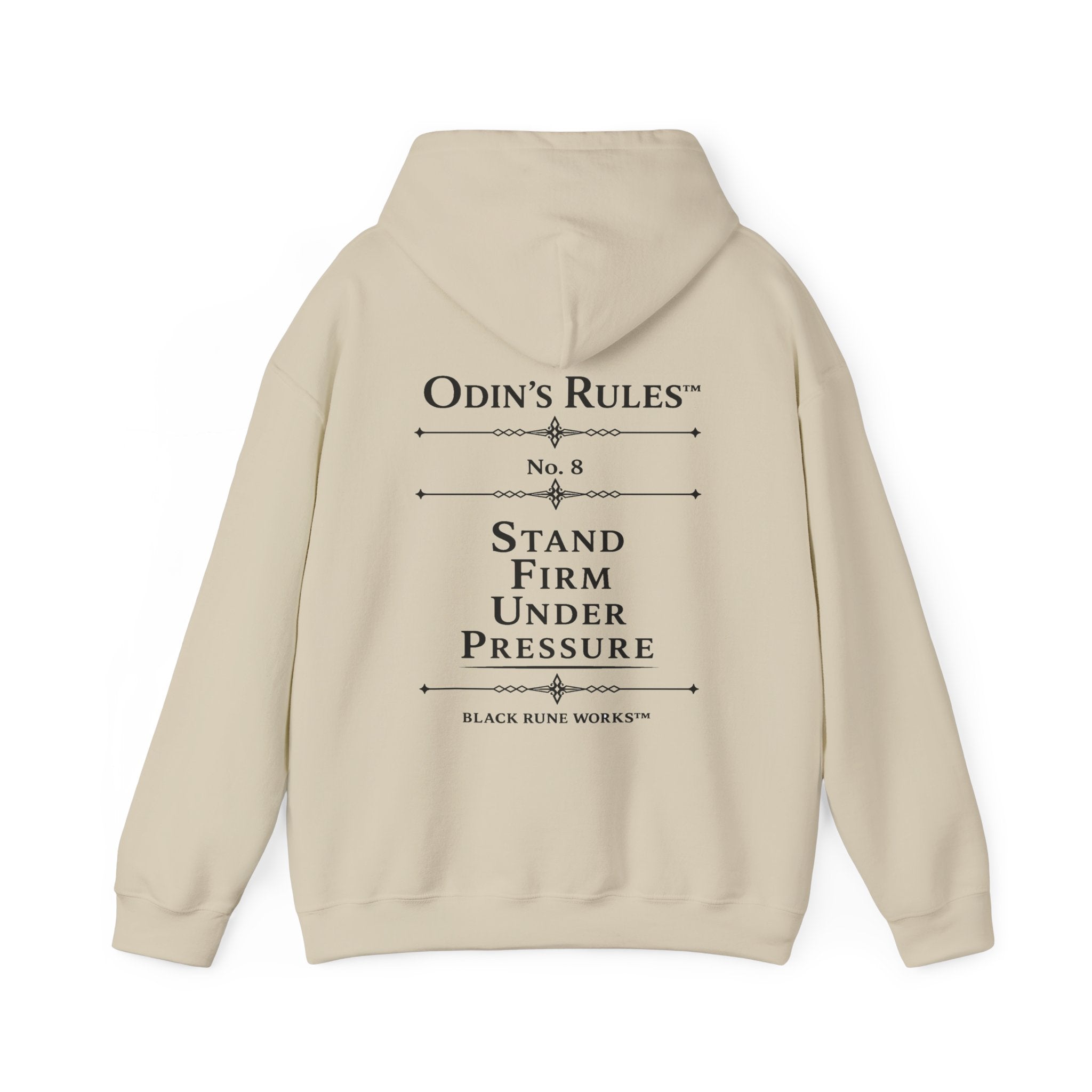 Odin's Rules™ Rule #8 | Stand Firm Under Pressure | Viking Norse Warrior Hoodie | Black Rune Works