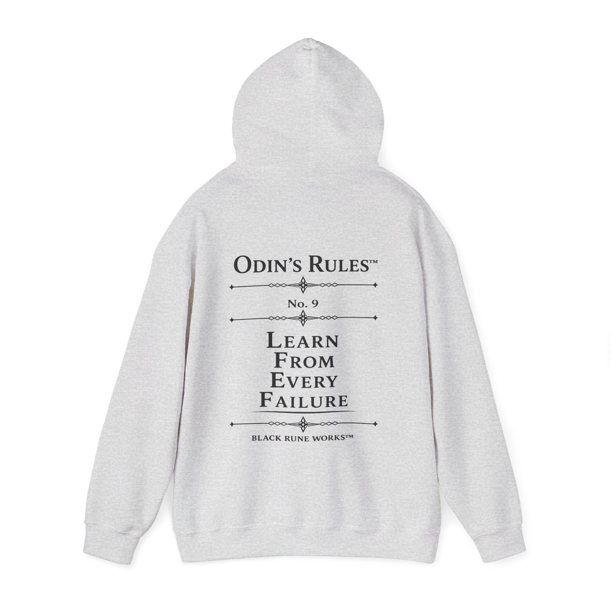 Odin's Rules™ Rule #9 | Learn From Every Failure | Viking Norse Warrior Hoodie | Black Rune Works