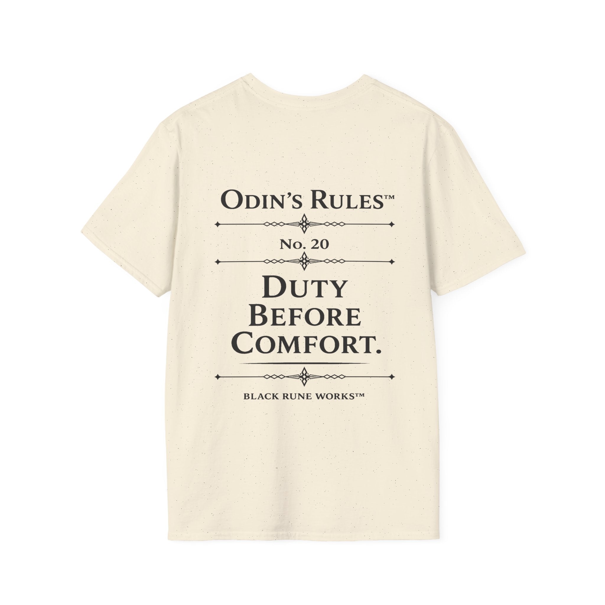 ODIN'S RULES™ Rule #20 | Duty Before Comfort | Viking Norse Warrior Shirt | Black Rune Works