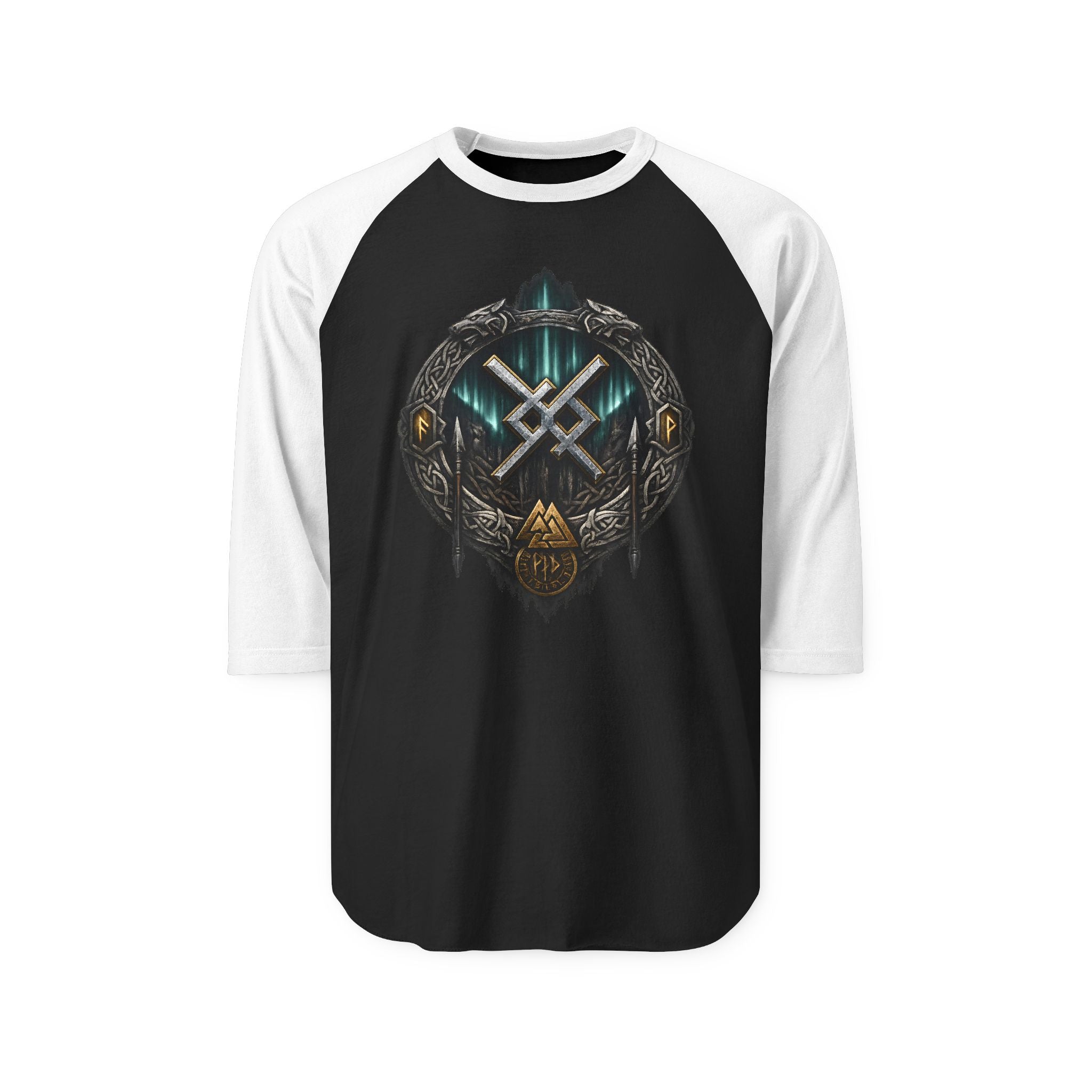 Aurora Eternal Love Rune Raglan Shirt | Norse Viking 3/4 Sleeve | Black Rune Works