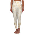 Women’s Yggdrasil High-Waisted Leggings | Cream & Gold Nordic Tree of Life Yoga Pants | Black Rune Works