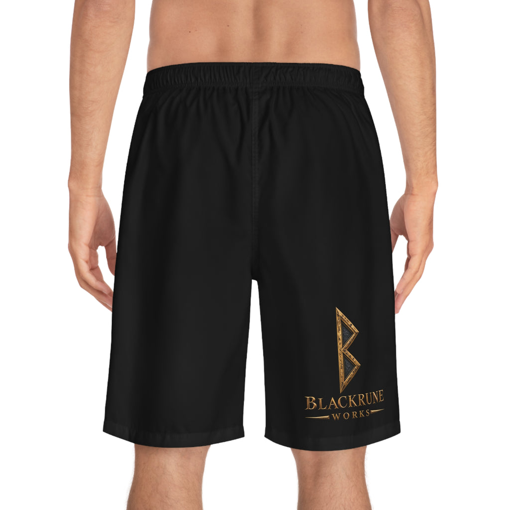 Bronze Mjölnir Board Shorts | Thor’s Hammer Norse Rune Shorts | Black Rune Works