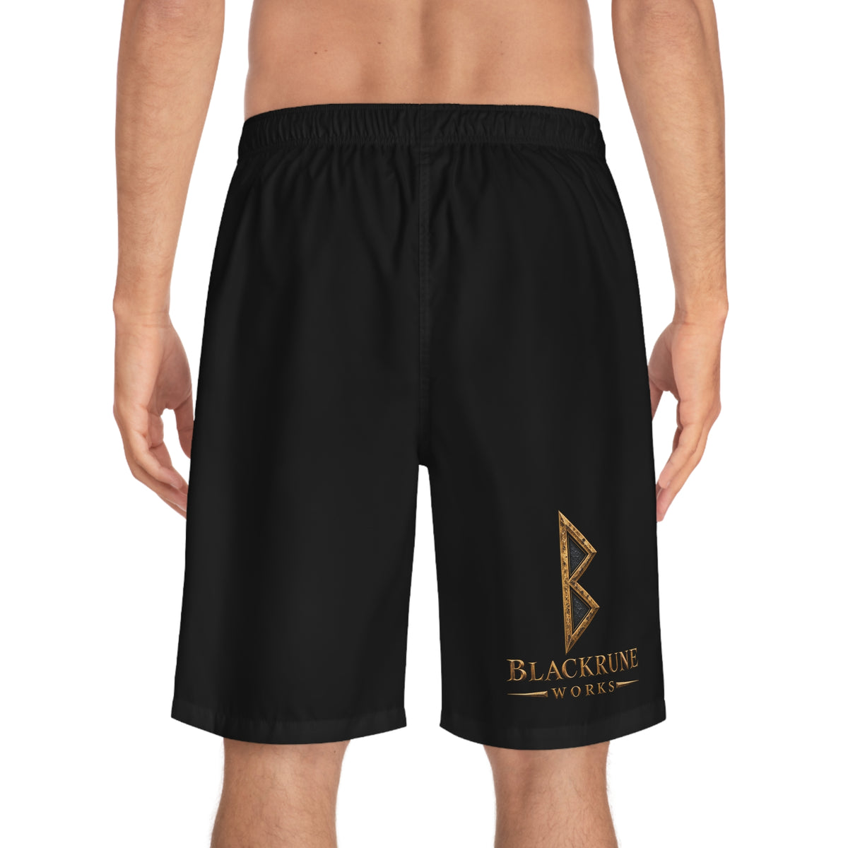 Bronze Mjölnir Board Shorts | Thor’s Hammer Norse Rune Shorts | Black Rune Works