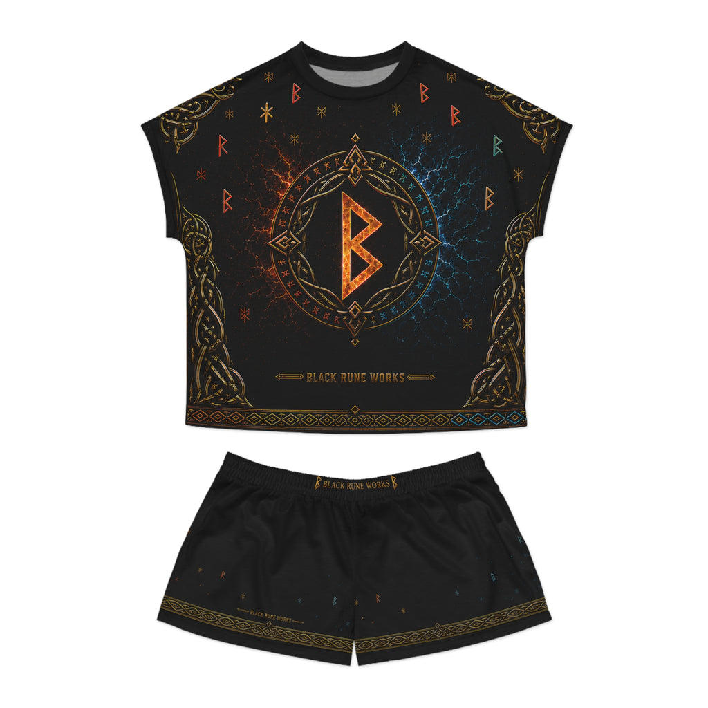 Women’s Rainbow Rune Short Pajama Set | Black Nordic Sleepwear | Black Rune Works