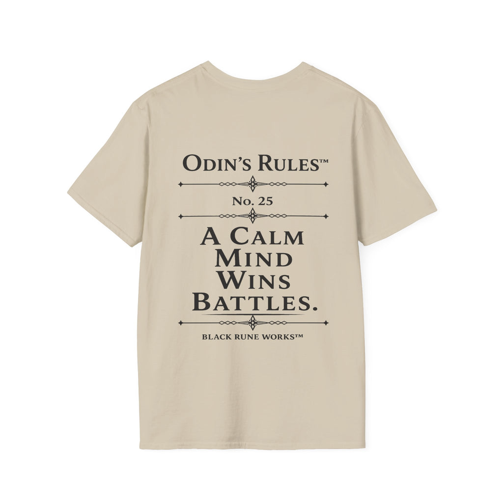 ODIN'S RULES™ Rule #25 | A Calm Mind Wins Battles | Viking Norse Warrior Shirt | Black Rune Works