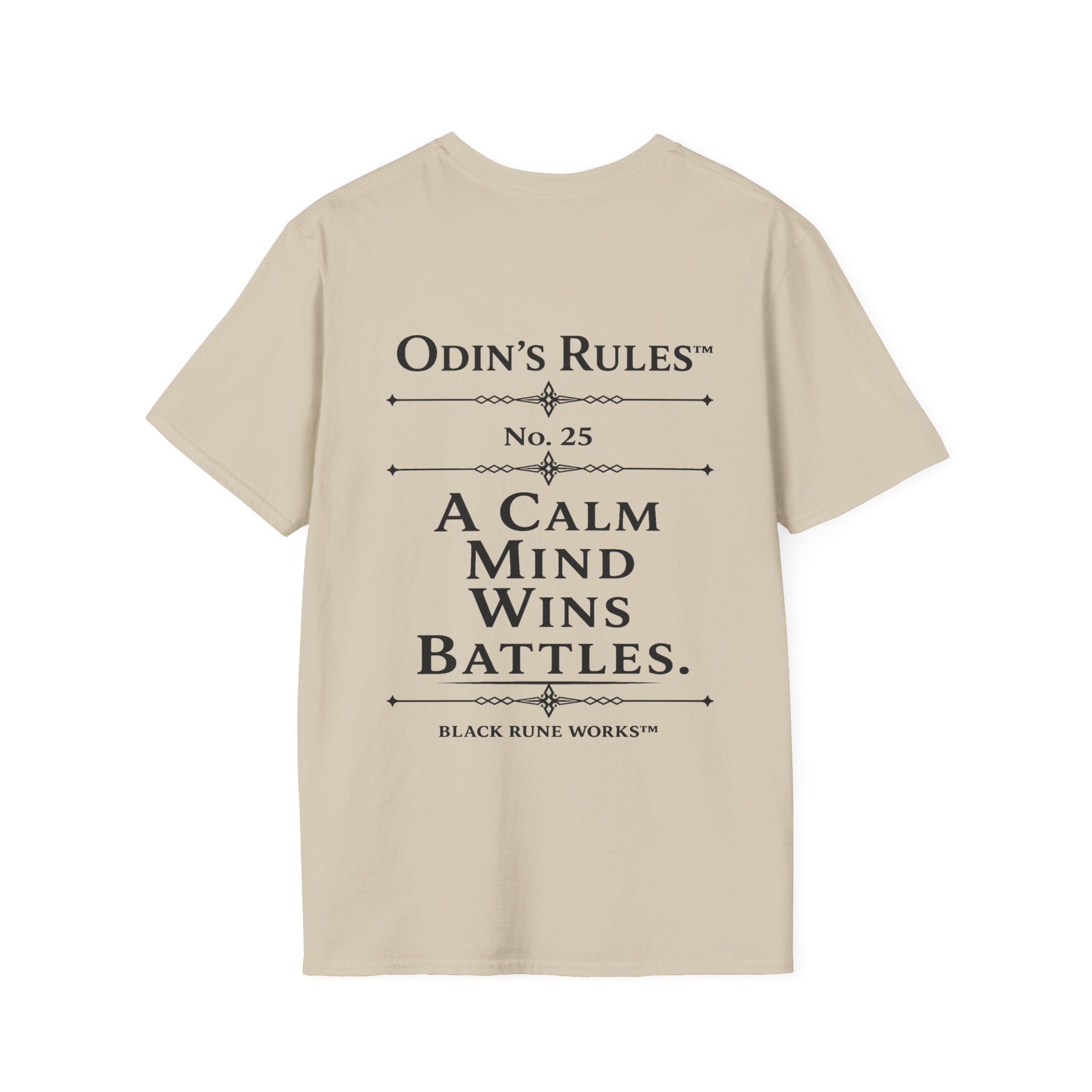 ODIN'S RULES™ Rule #25 | A Calm Mind Wins Battles | Viking Norse Warrior Shirt | Black Rune Works
