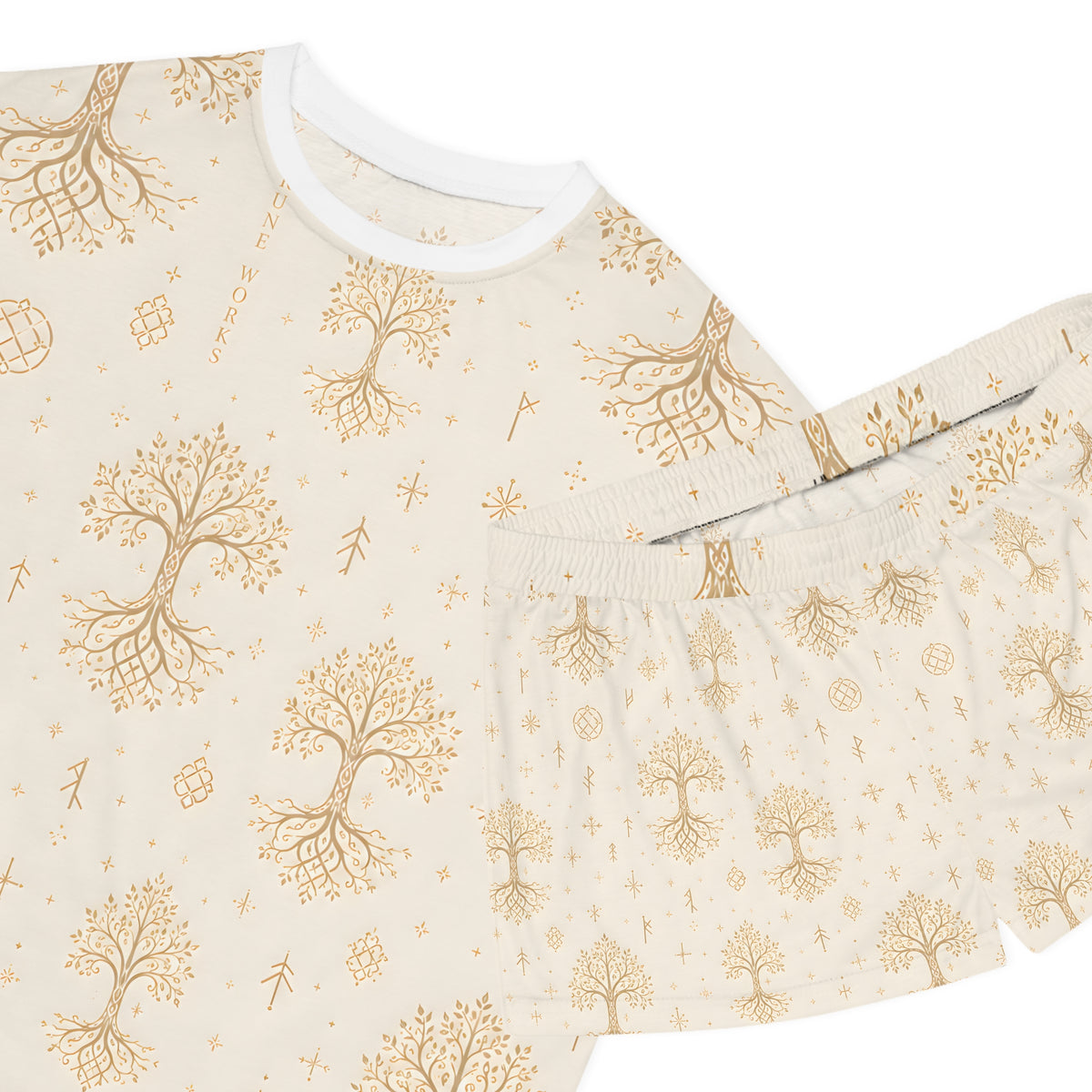 Women’s Cream & Gold Yggdrasil Short Pajama Set