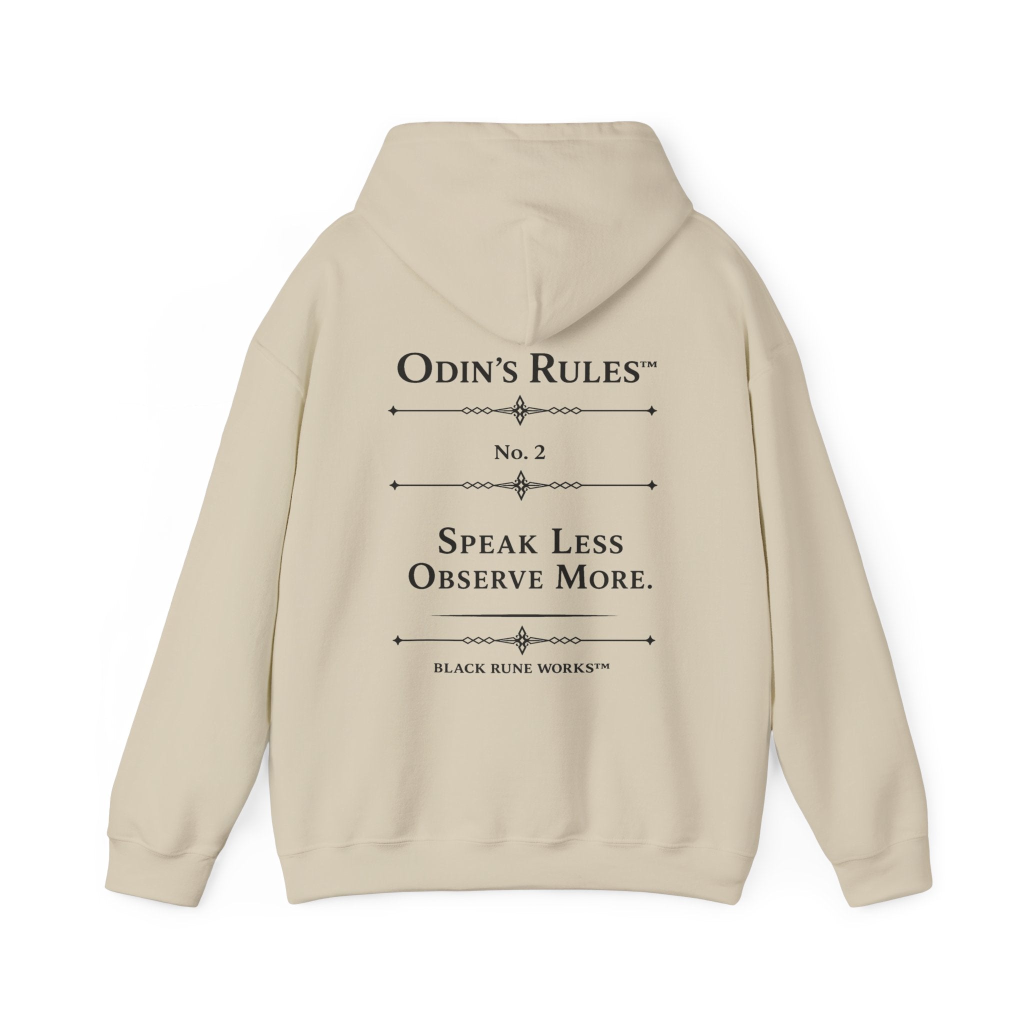Odin's Rules™ Rule #2 | Speak Less, Observe More | Viking Norse Warrior Hoodie | Black Rune Works