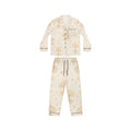Women’s Yggdrasil Satin Pajama Set | Cream & Gold Nordic Tree of Life Sleepwear | Black Rune Works