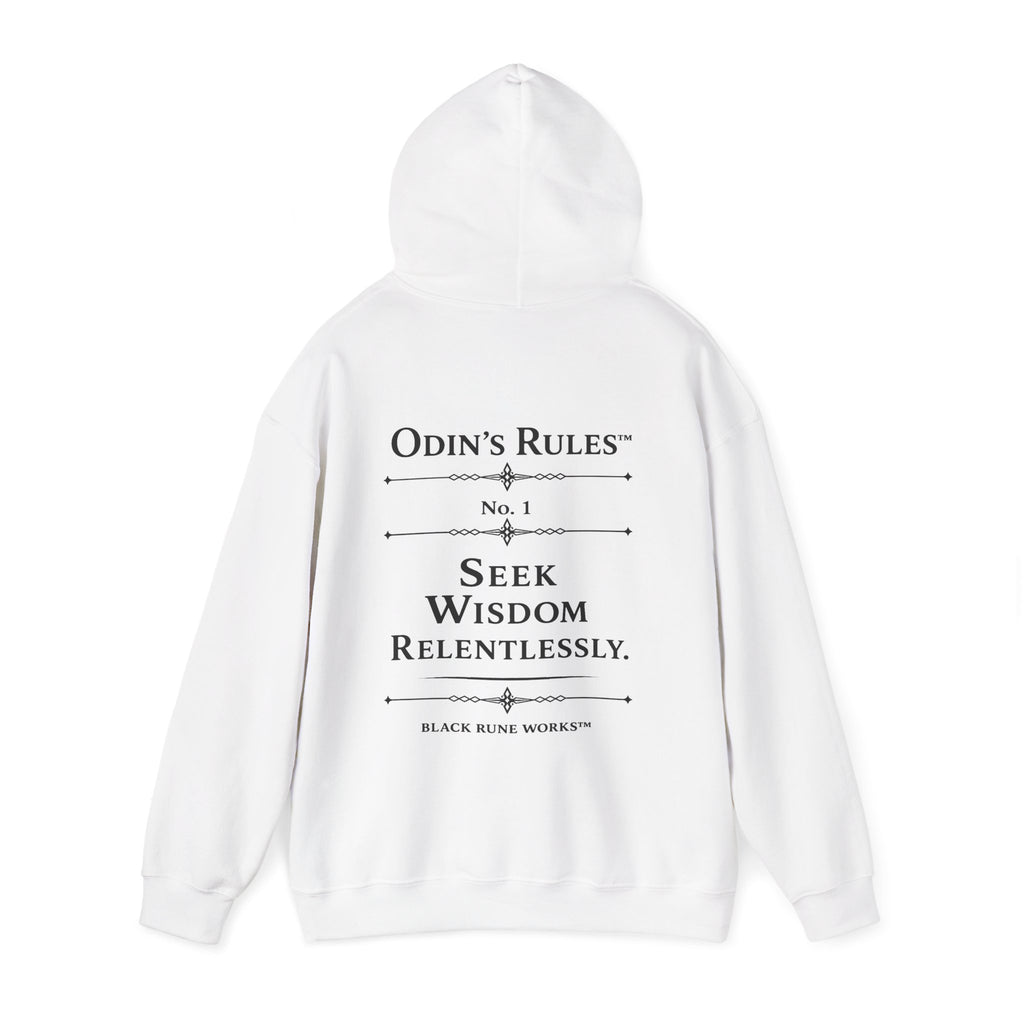 Odin's Rules™ Rule #1 | Seek Wisdom Relentlessly | Viking Norse Warrior Hoodie | Black Rune Works