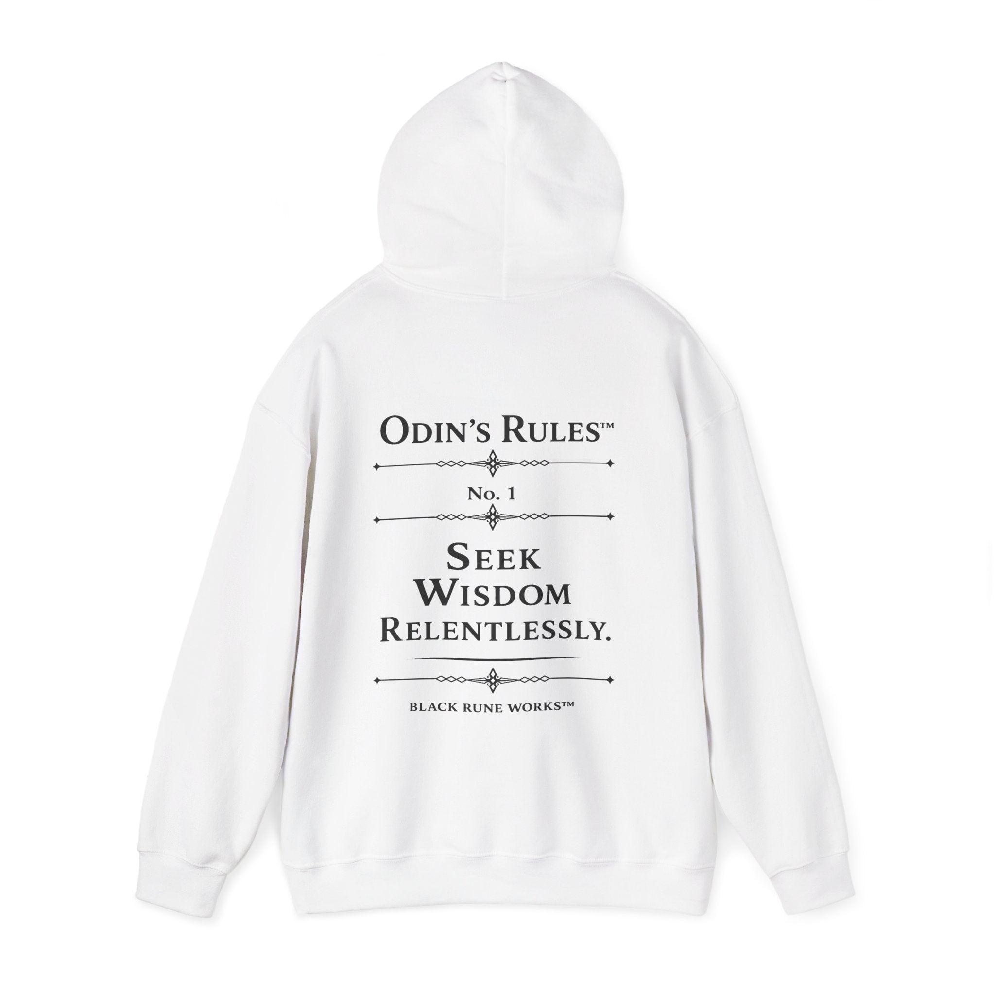 Odin's Rules™ Rule #1 | Seek Wisdom Relentlessly | Viking Norse Warrior Hoodie | Black Rune Works