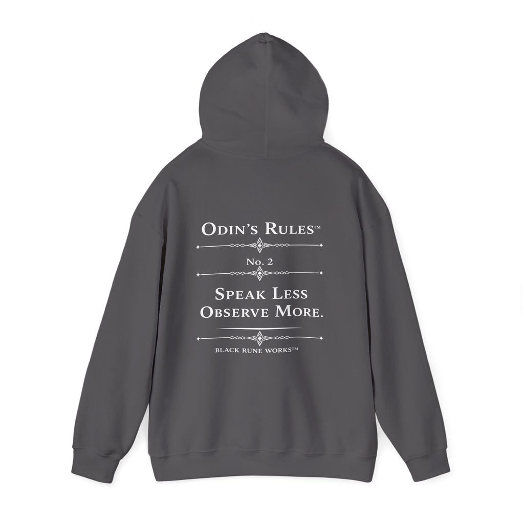 Odin's Rules™ Rule #2 | Speak Less, Observe More | Viking Norse Warrior Hoodie | Black Rune Works