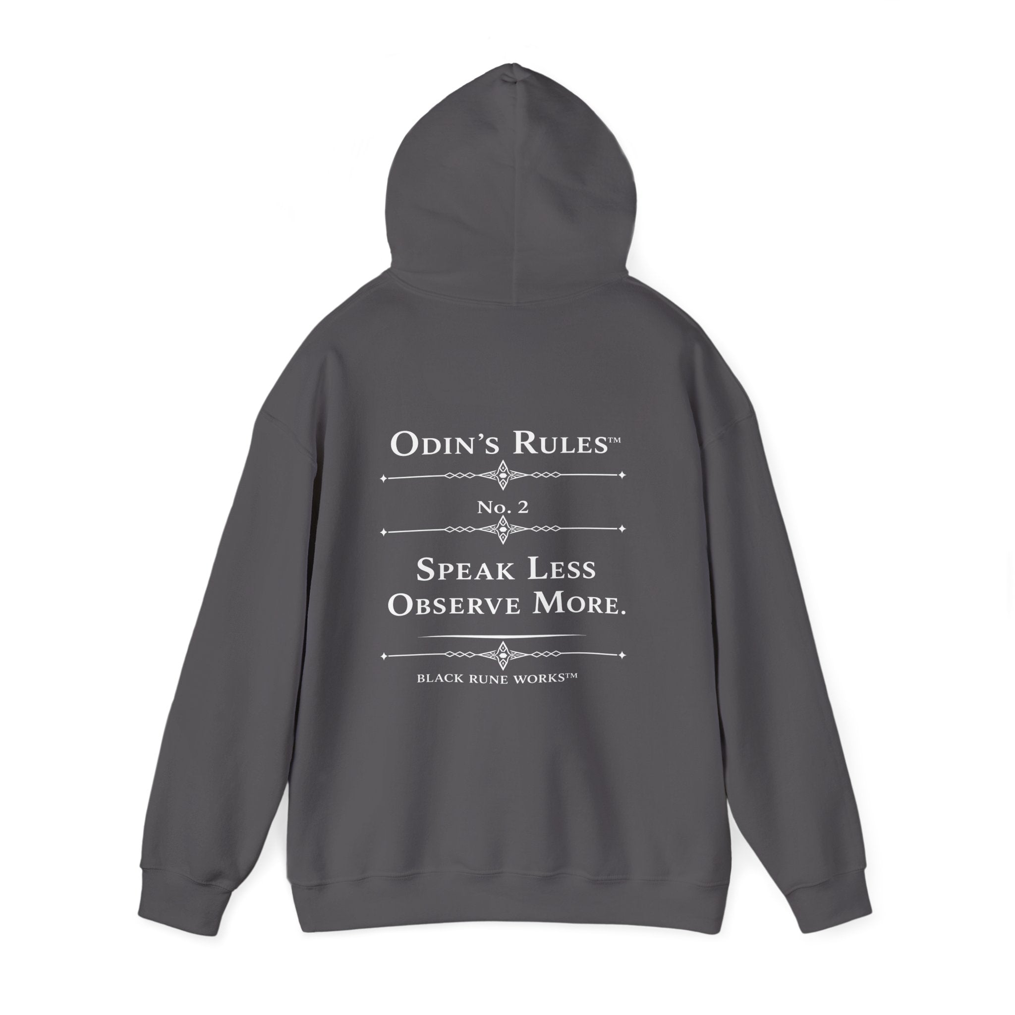 Odin's Rules™ Rule #2 | Speak Less, Observe More | Viking Norse Warrior Hoodie | Black Rune Works