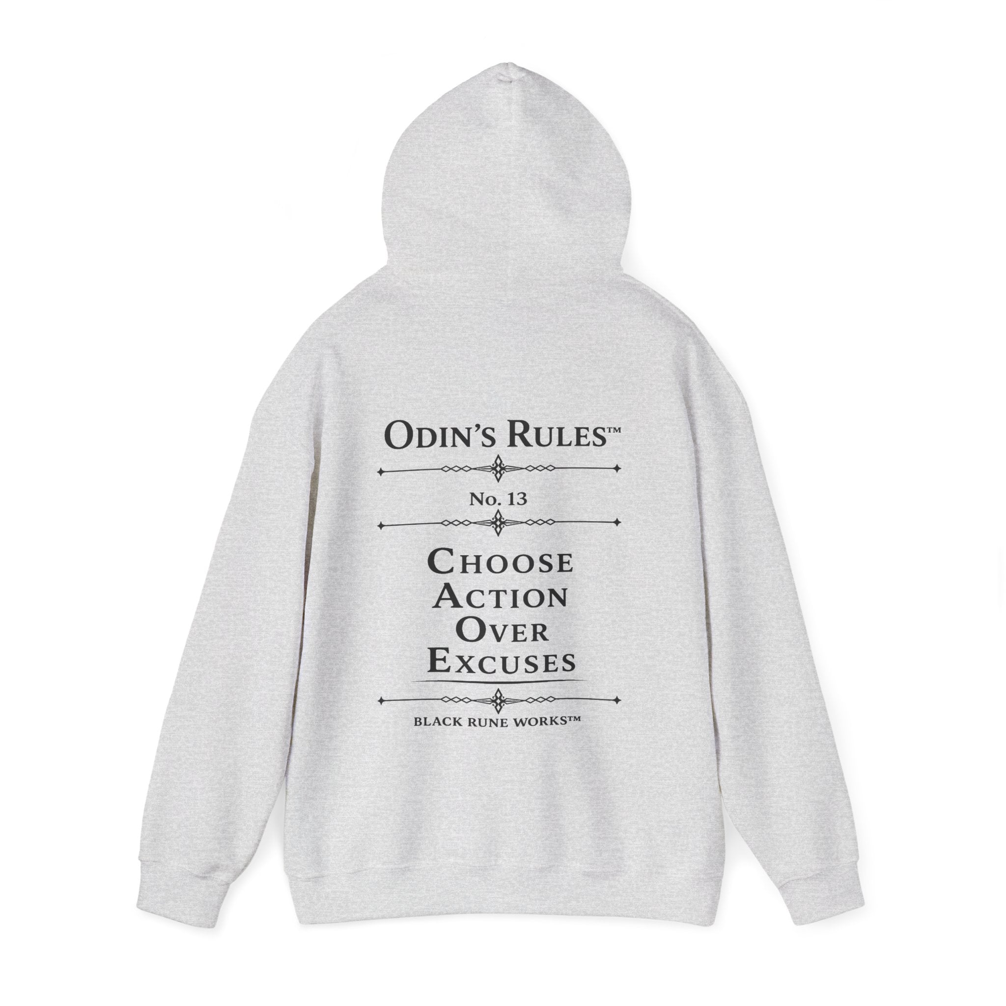 ODIN'S RULES™ Rule #13 | Choose Action Over Excuses | Viking Norse Warrior Hoodie | Black Rune Works