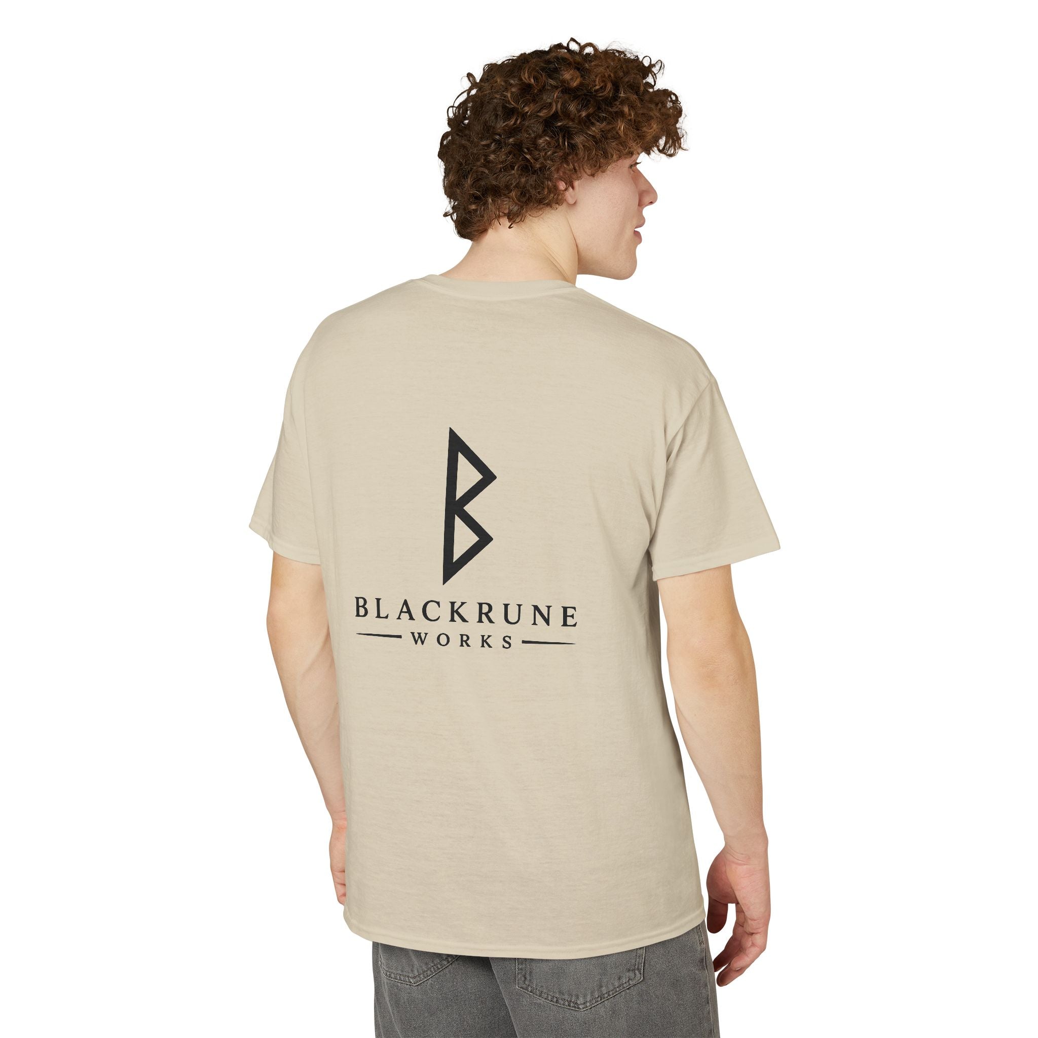 Black Rune Works Signature DryBlend T-Shirt Front and Back Logo