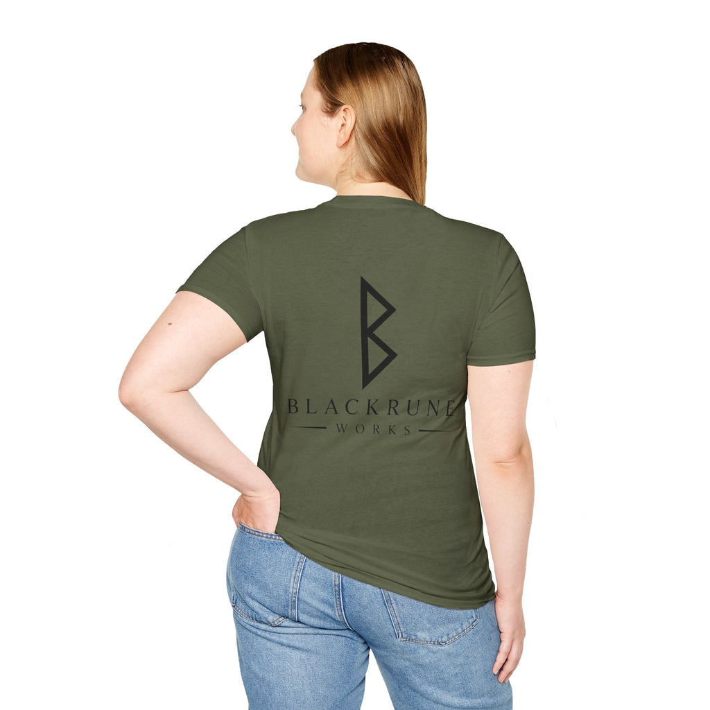 Black Rune Works Logo T Shirt Large Back Logo