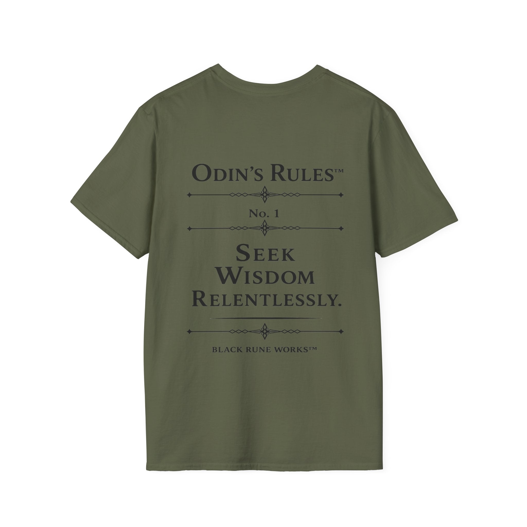 Odin's Rules™ Rule #1 | Seek Wisdom Relentlessly | Viking Norse Warrior Shirt | Black Rune Works