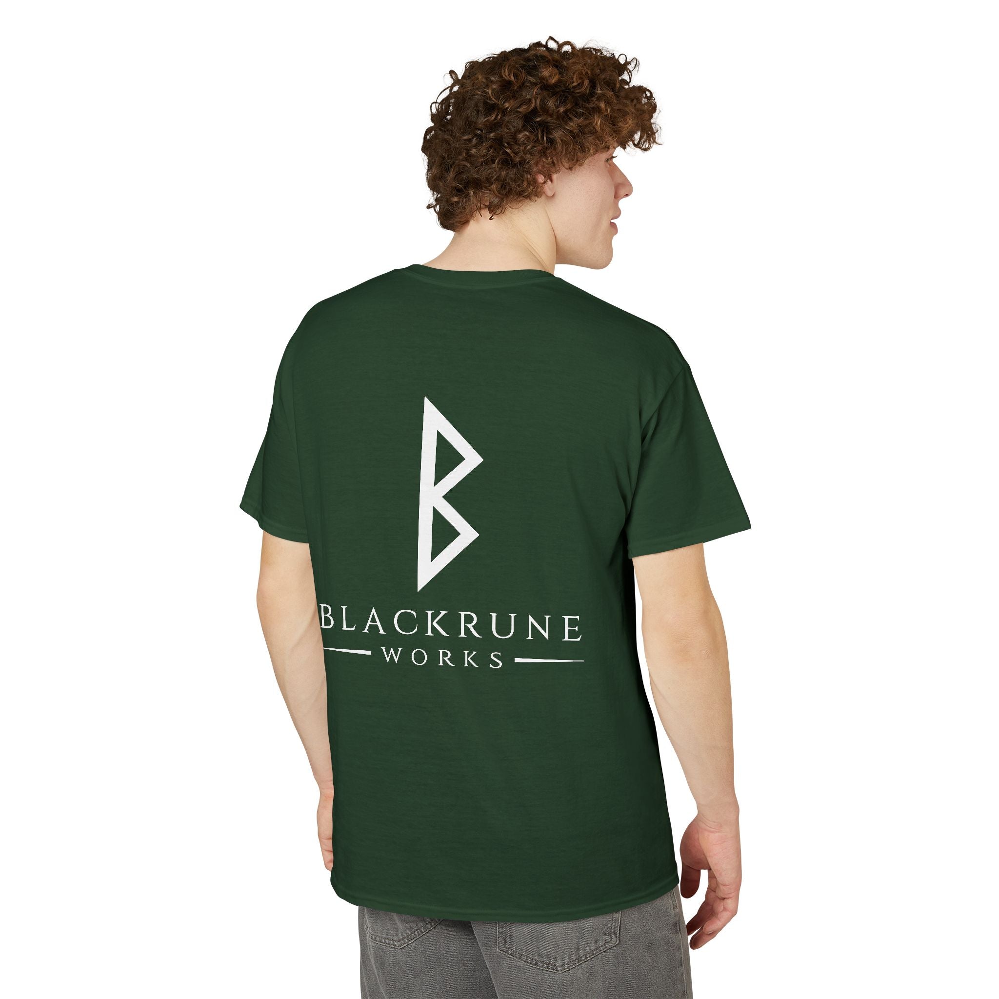 Black Rune Works Signature DryBlend T-Shirt Front and Back Logo