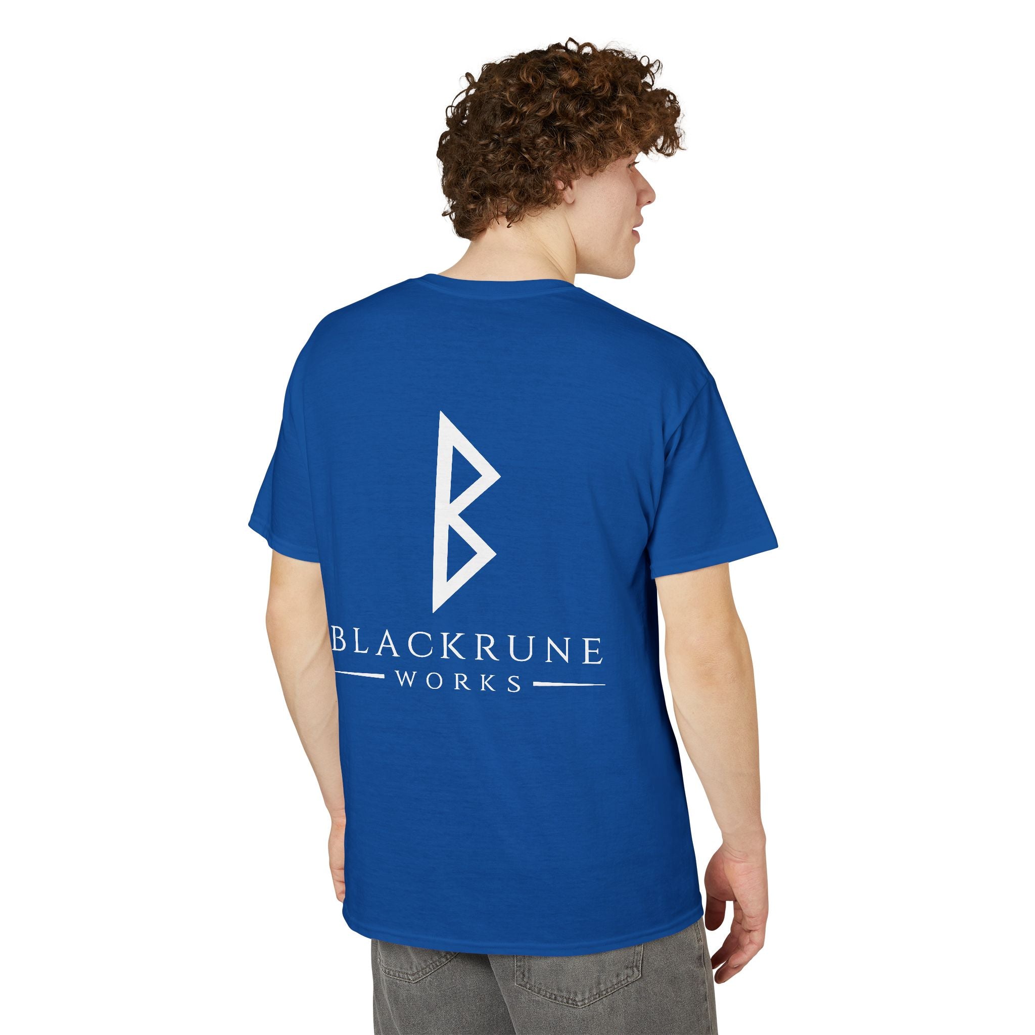 Black Rune Works Signature DryBlend T-Shirt Front and Back Logo