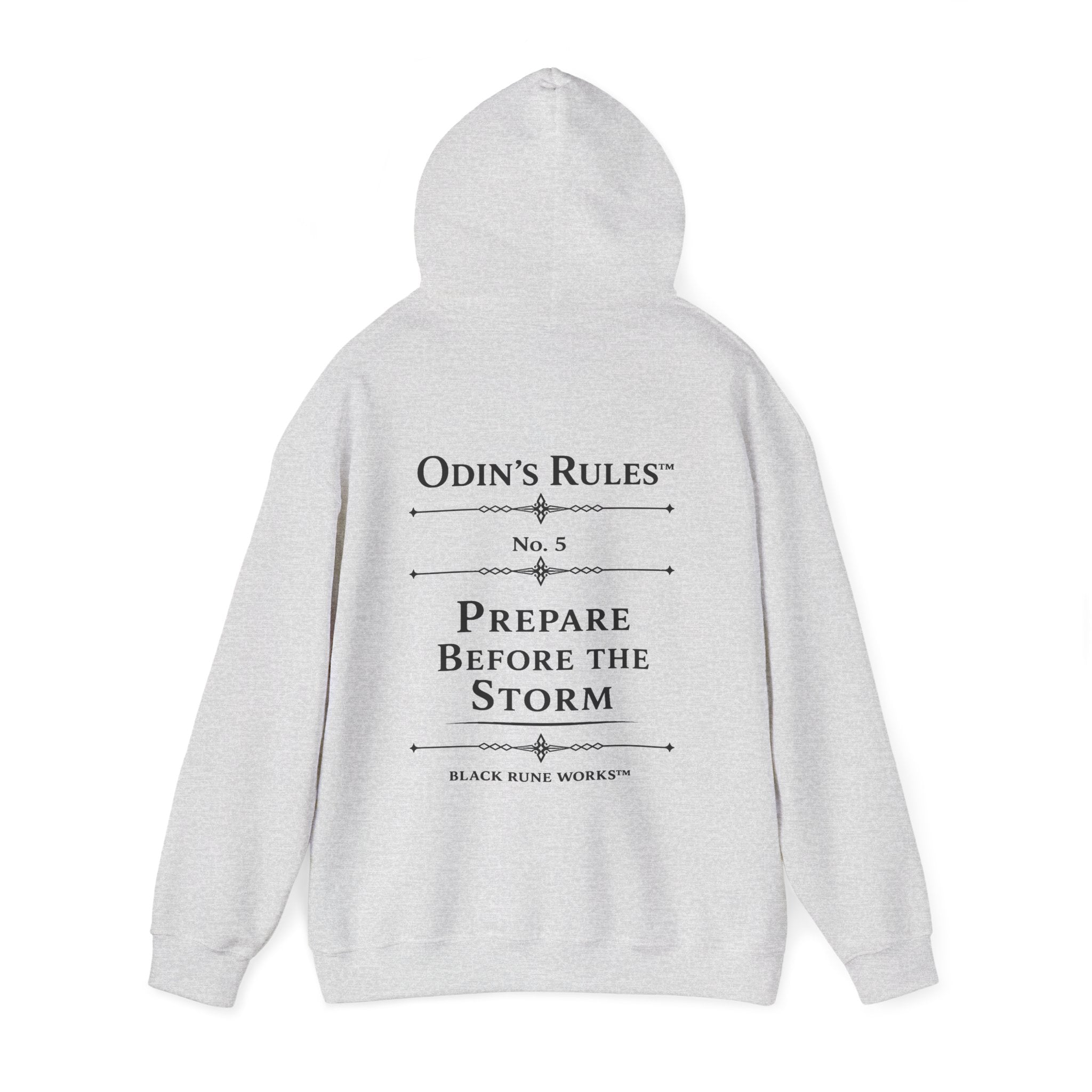 Odin's Rules™ Rule #5 | Prepare Before the Storm | Viking Norse Warrior Hoodie | Black Rune Works