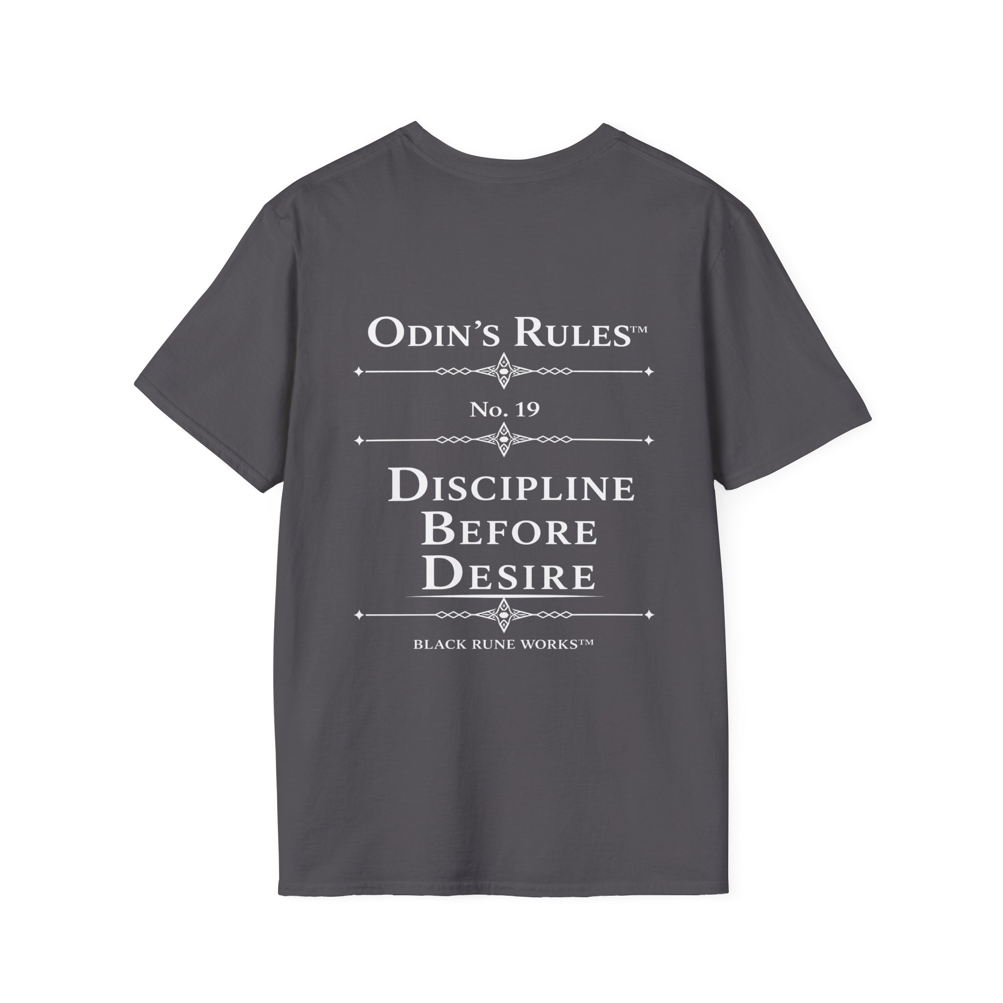 ODIN'S RULES™ Rule #19 | Discipline Before Desire | Viking Norse Warrior Shirt | Black Rune Works