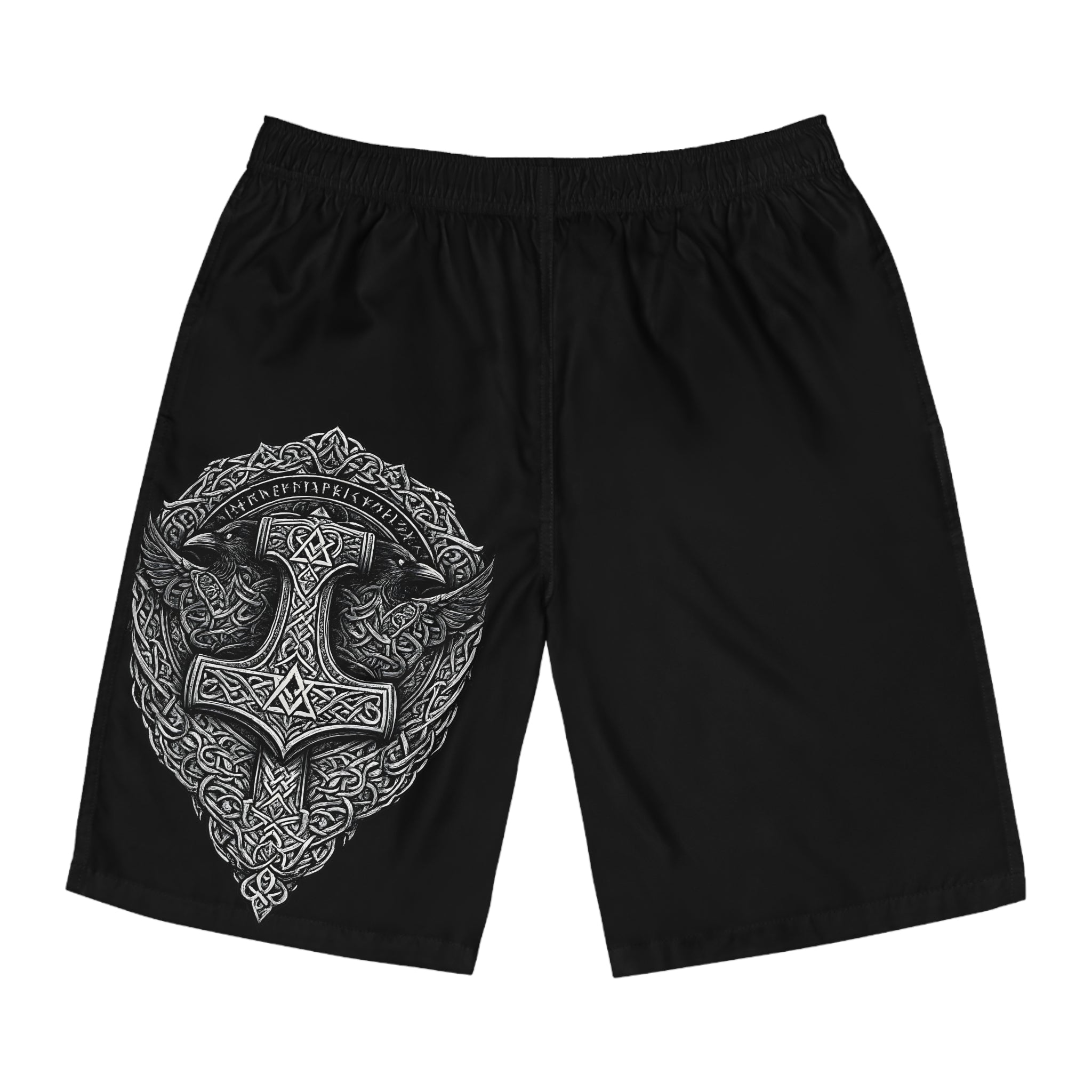 Men’s Black Mjölnir Viking Board Shorts | Black Rune Works