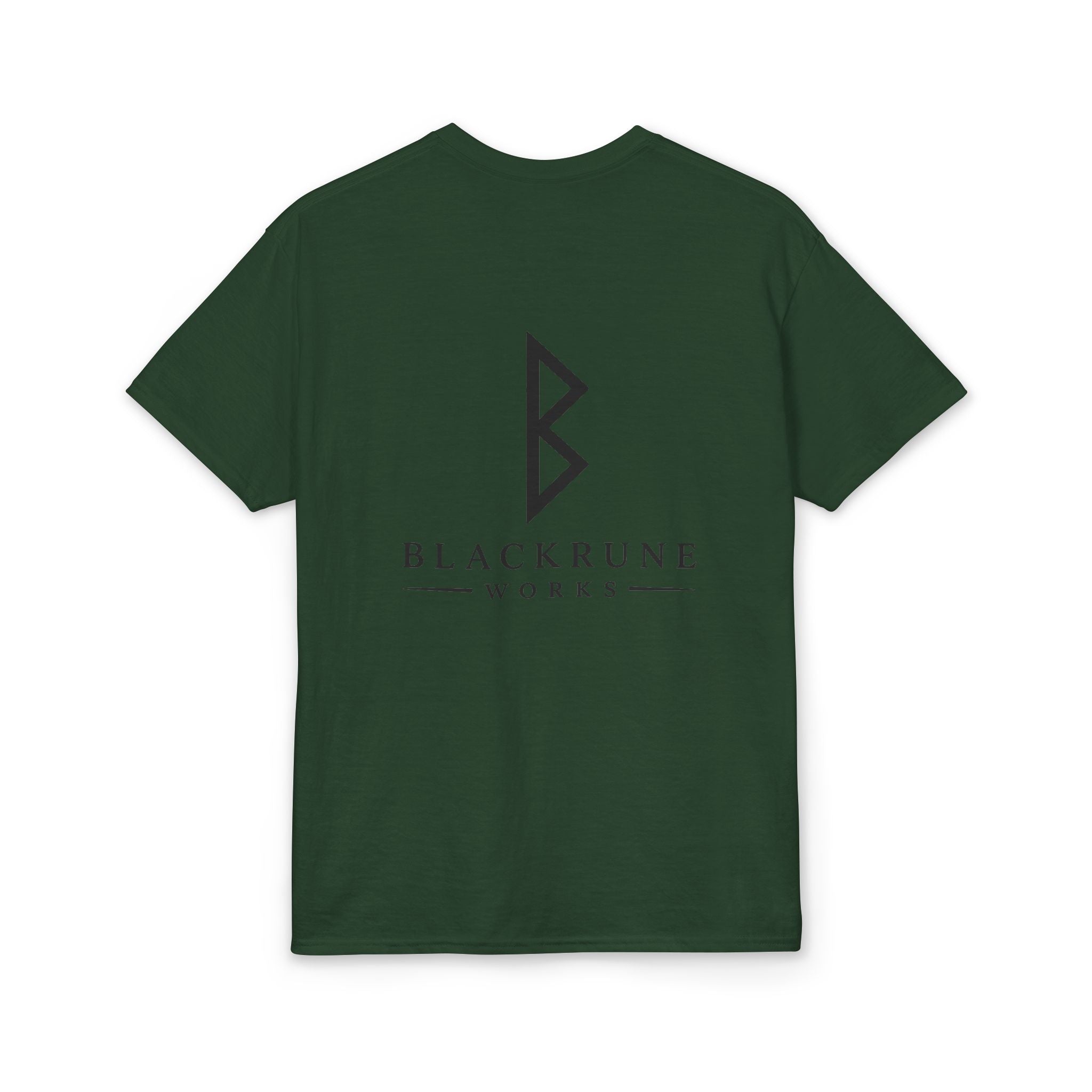Black Rune Works Signature DryBlend T-Shirt Front and Back Logo