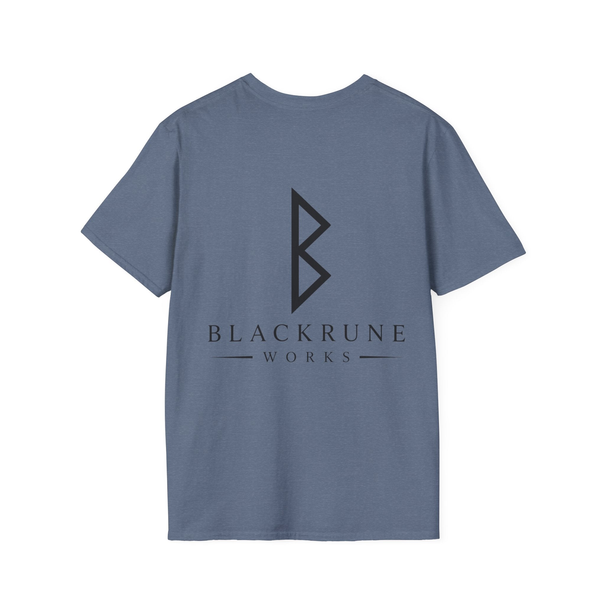 Black Rune Works Logo T Shirt Front and Large Back Logo