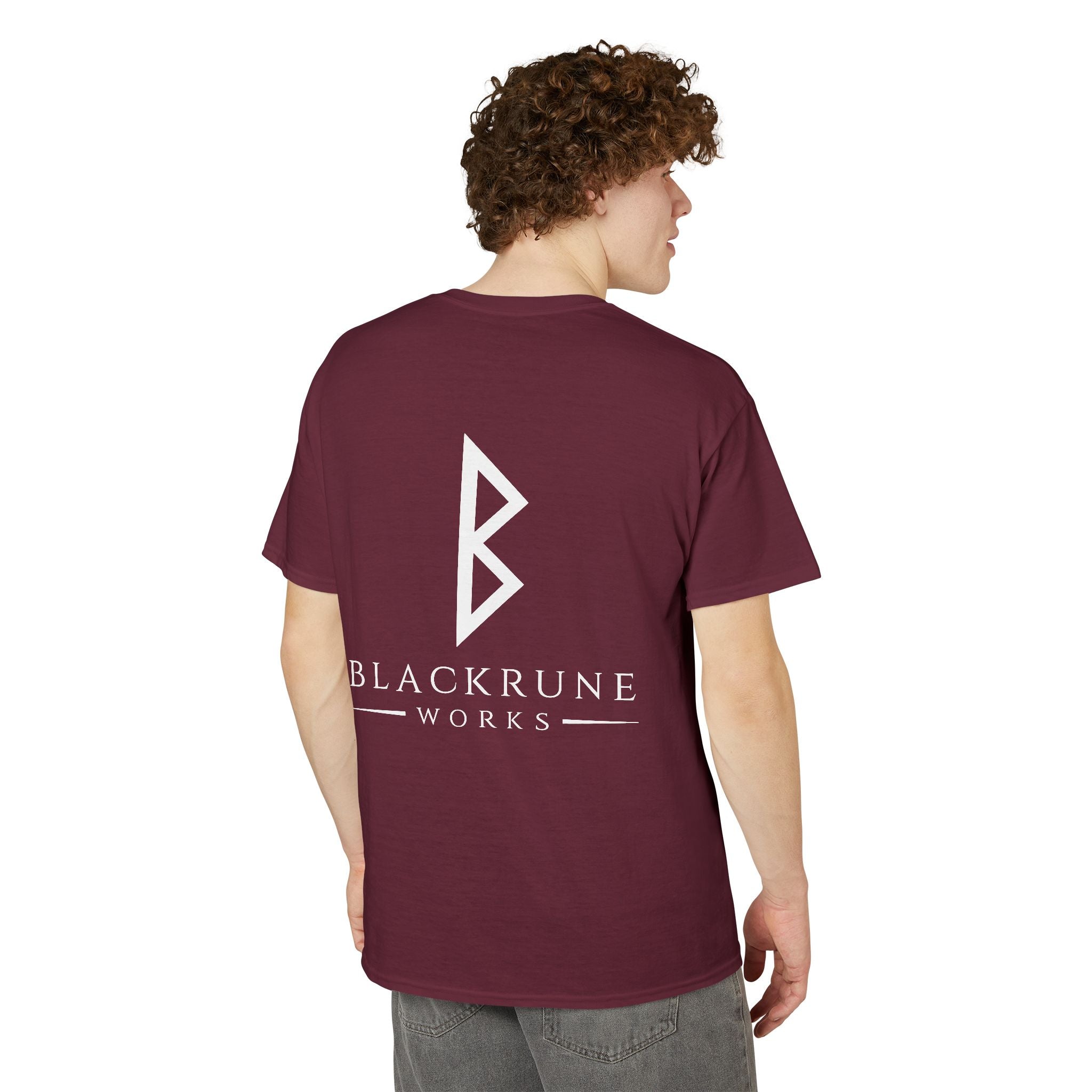 Black Rune Works Signature DryBlend T-Shirt Front and Back Logo
