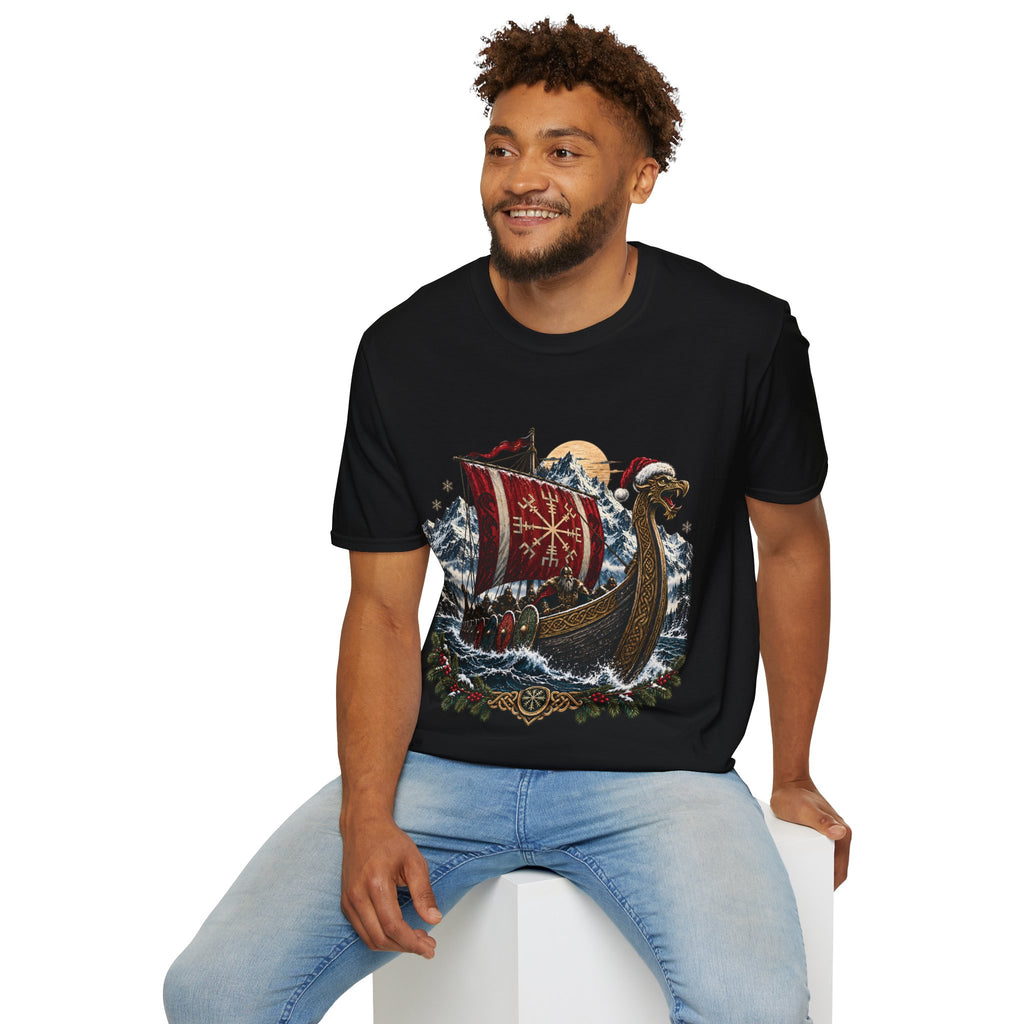 Viking Longship Christmas T-Shirt – Nordic Yule Holiday Ship Tee