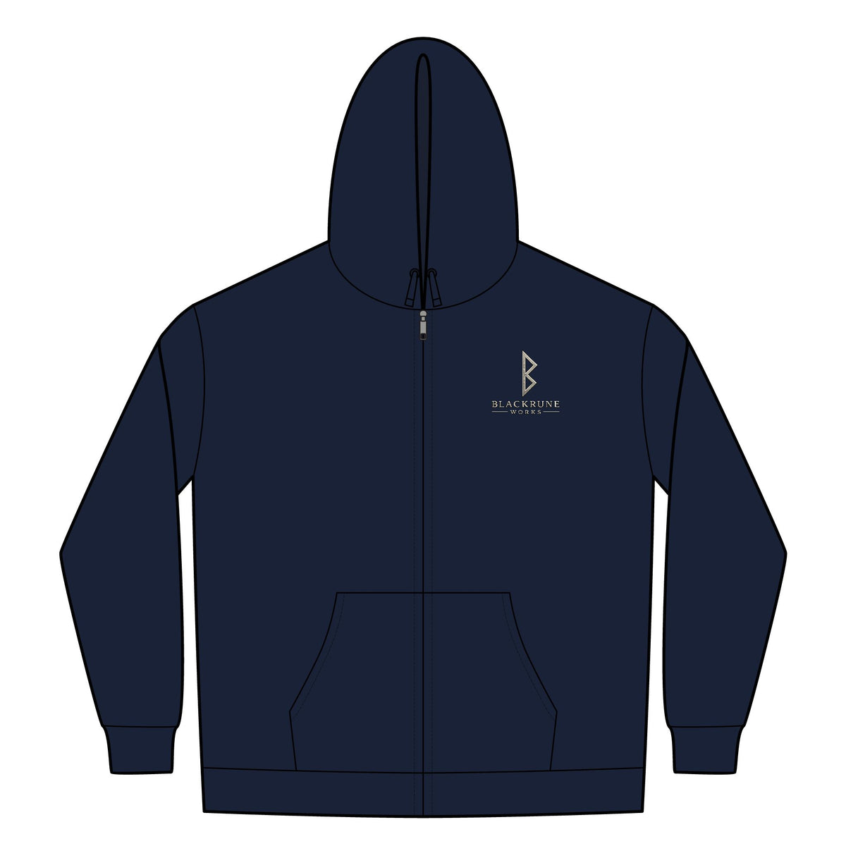 Black Rune Works – Silver Rune Sherpa-Lined Full-Zip Hoodie