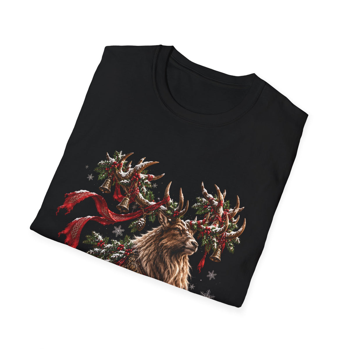 Nordic Yule Stag Christmas T-Shirt – Viking Winter Reindeer Holiday Tee