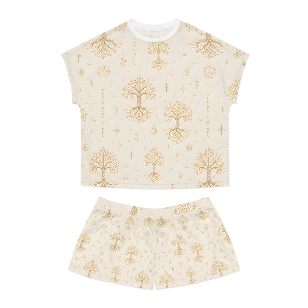 Women’s Cream & Gold Yggdrasil Short Pajama Set