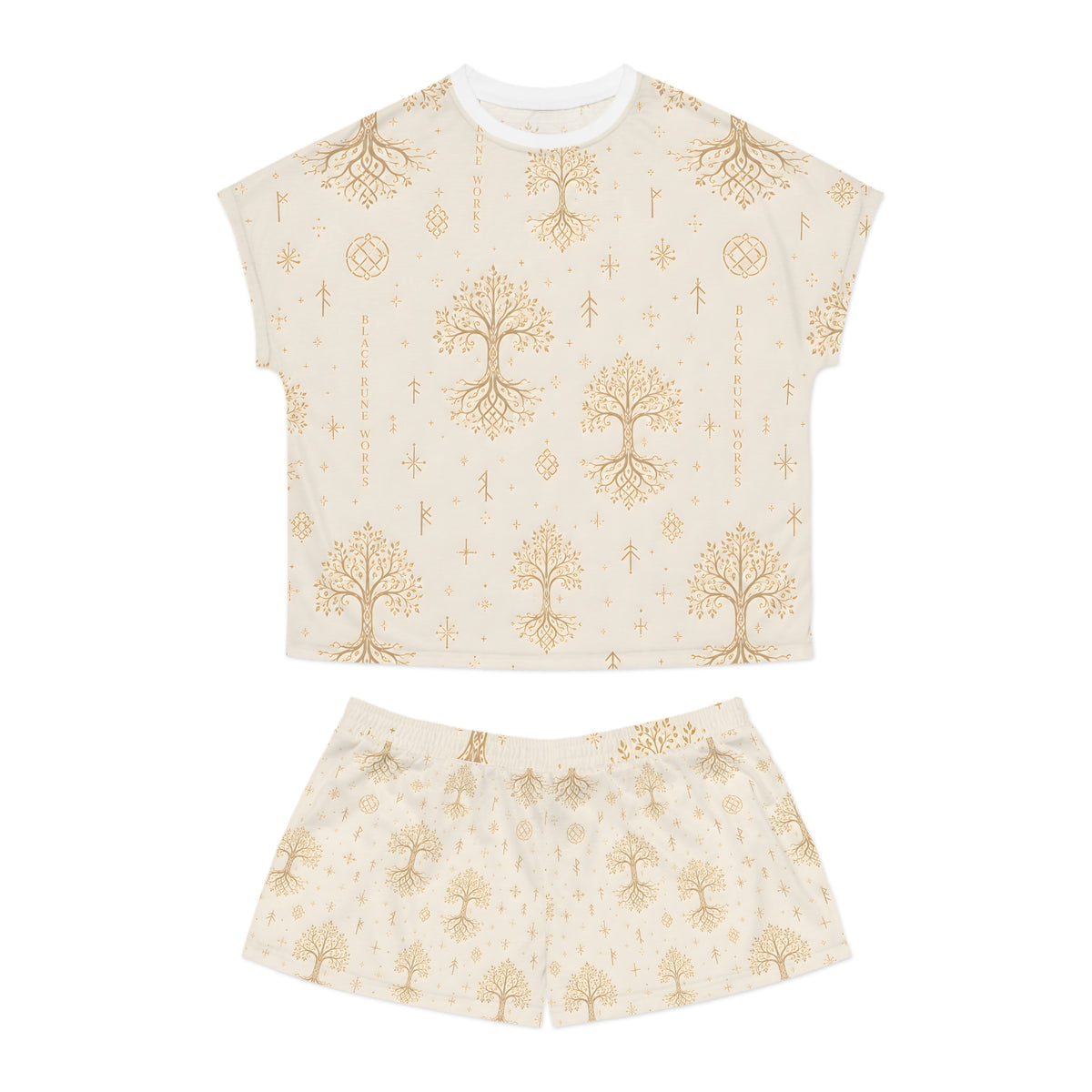 Women’s Cream & Gold Yggdrasil Short Pajama Set